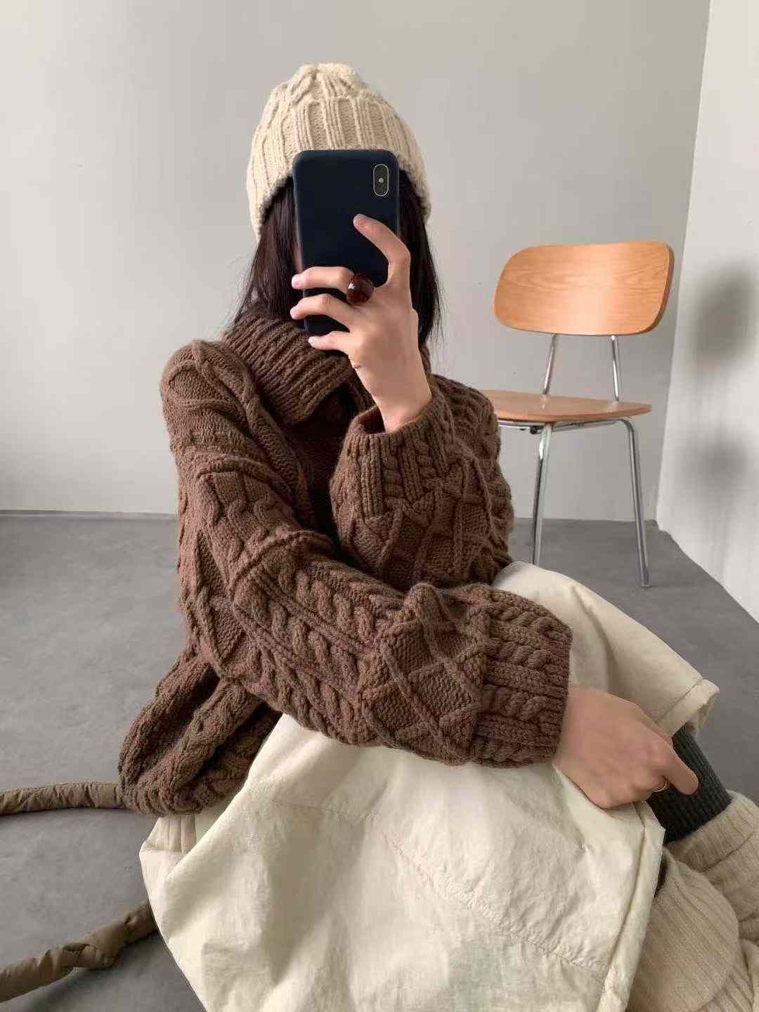 🏷ʏᴜɴᴀ’s ·正韓代購🇰🇷冬日編織🥨立體麻花高領針織長袖上衣 毛衣