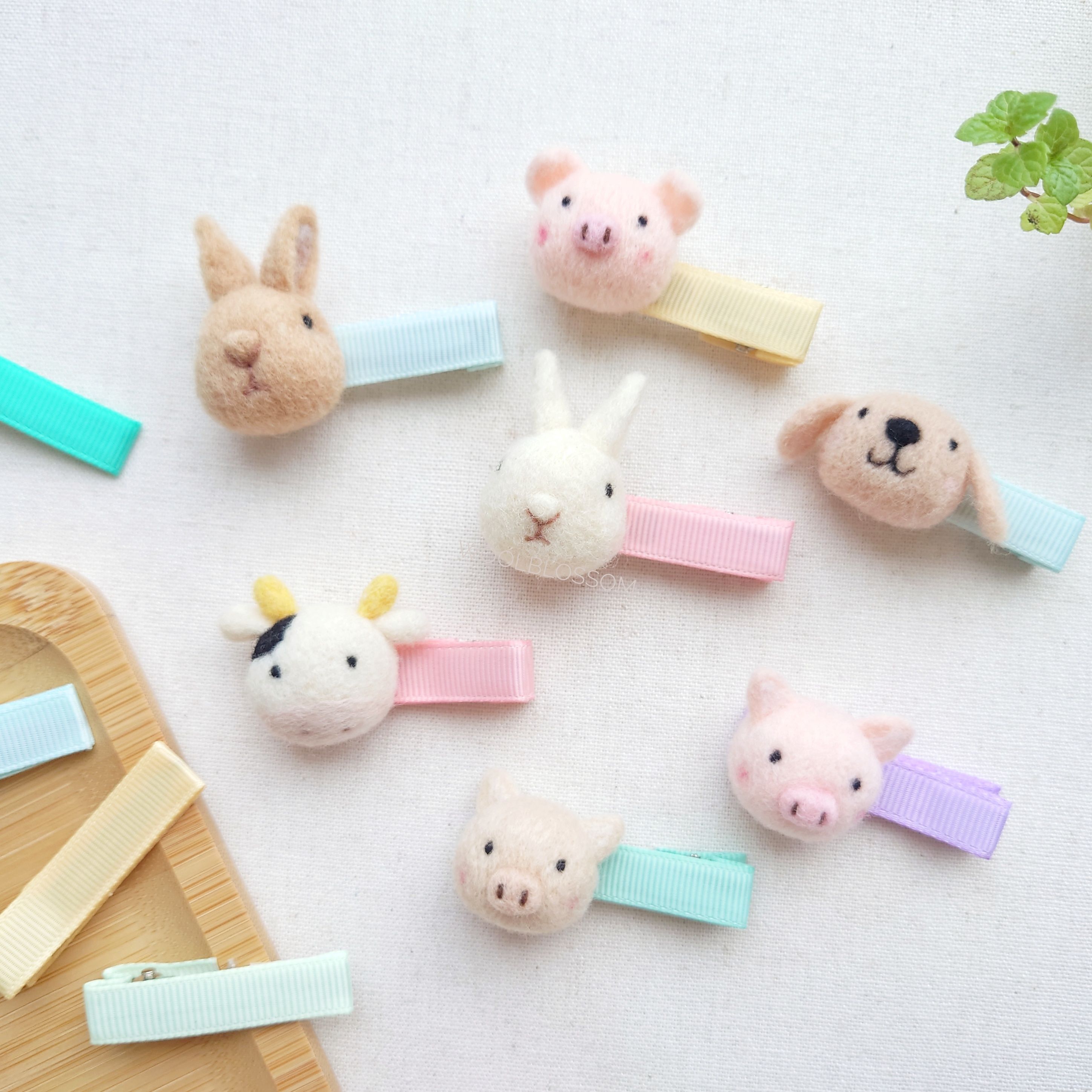 羊毛氈動物＆植物髮夾