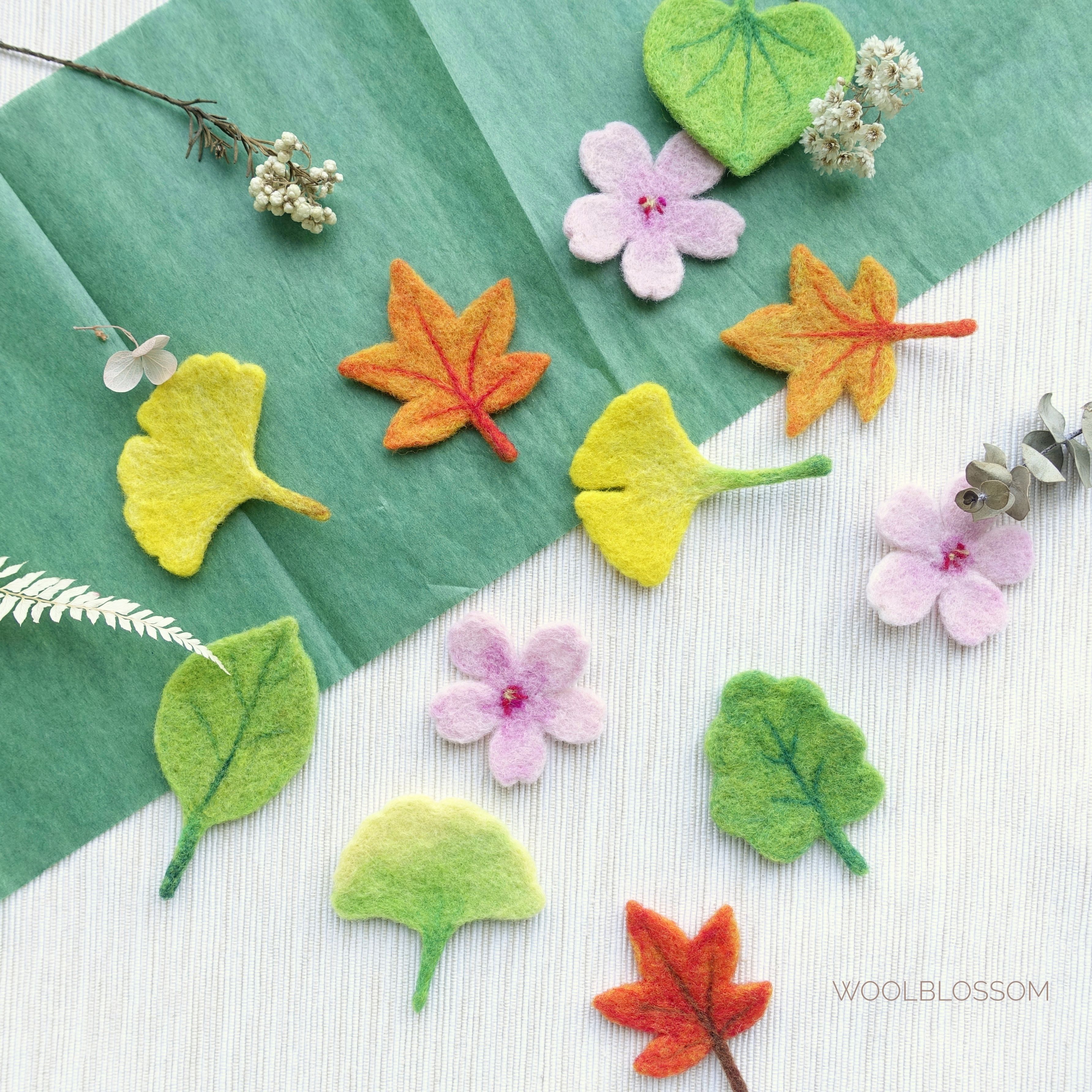 羊毛氈四季植物書籤