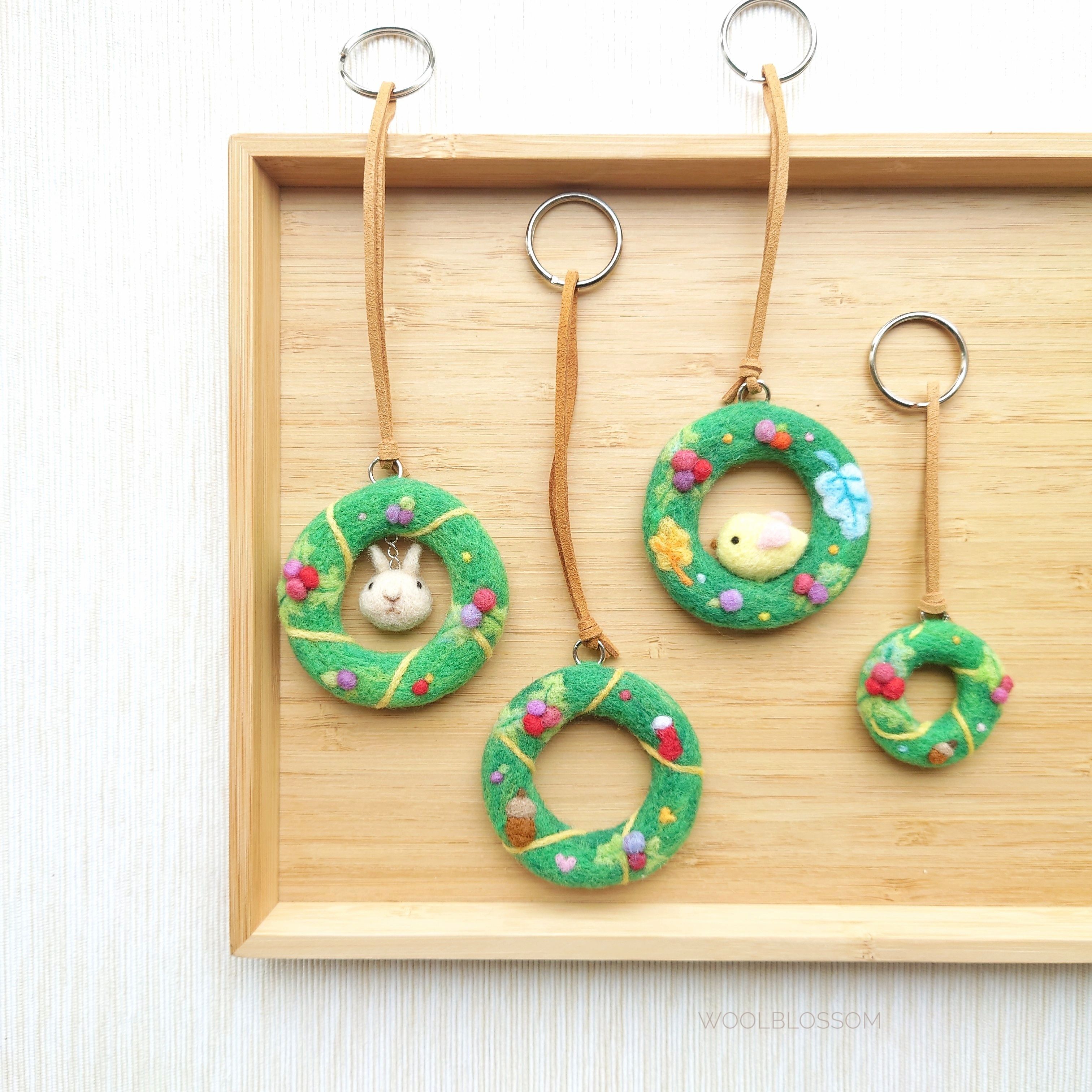 羊毛氈聖誕小花圈吊飾/掛飾