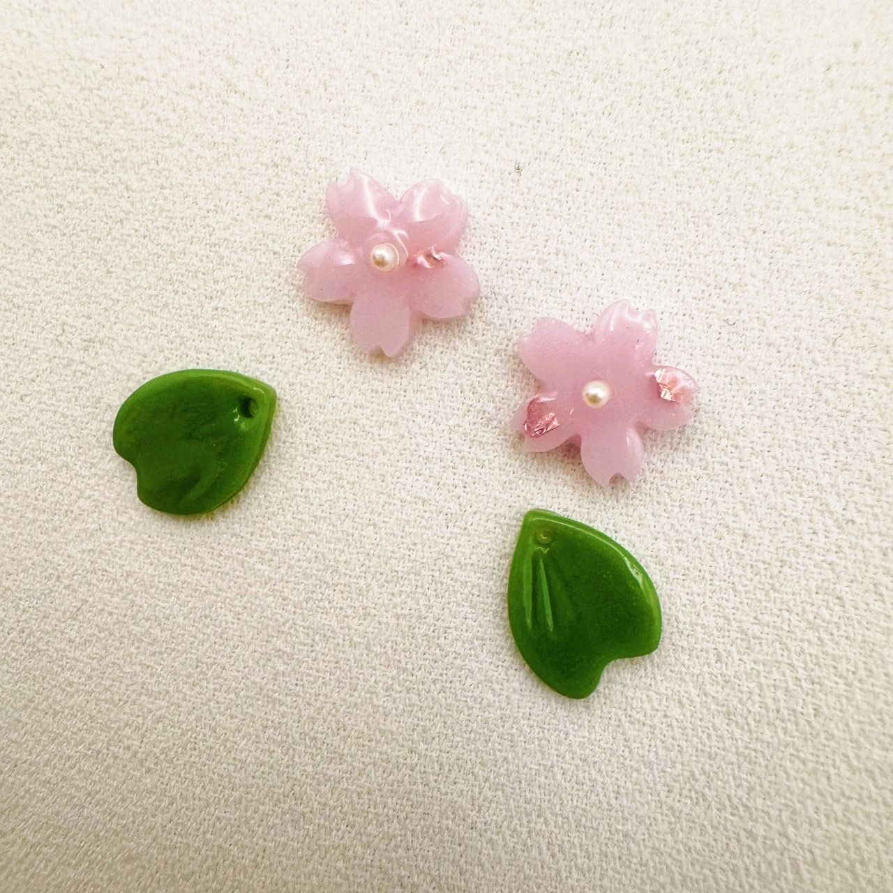 櫻吹雪 樹脂耳環 櫻花耳環 壓花耳環 鈦耳針 不銹鋼耳夾