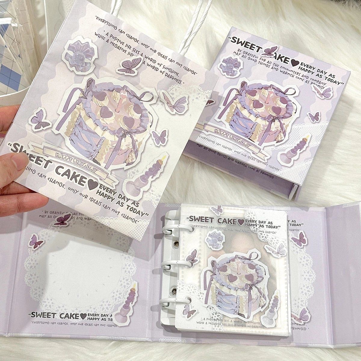 紫色丝带蛋糕卡册