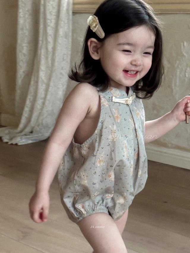 中國風兔子無袖包屁