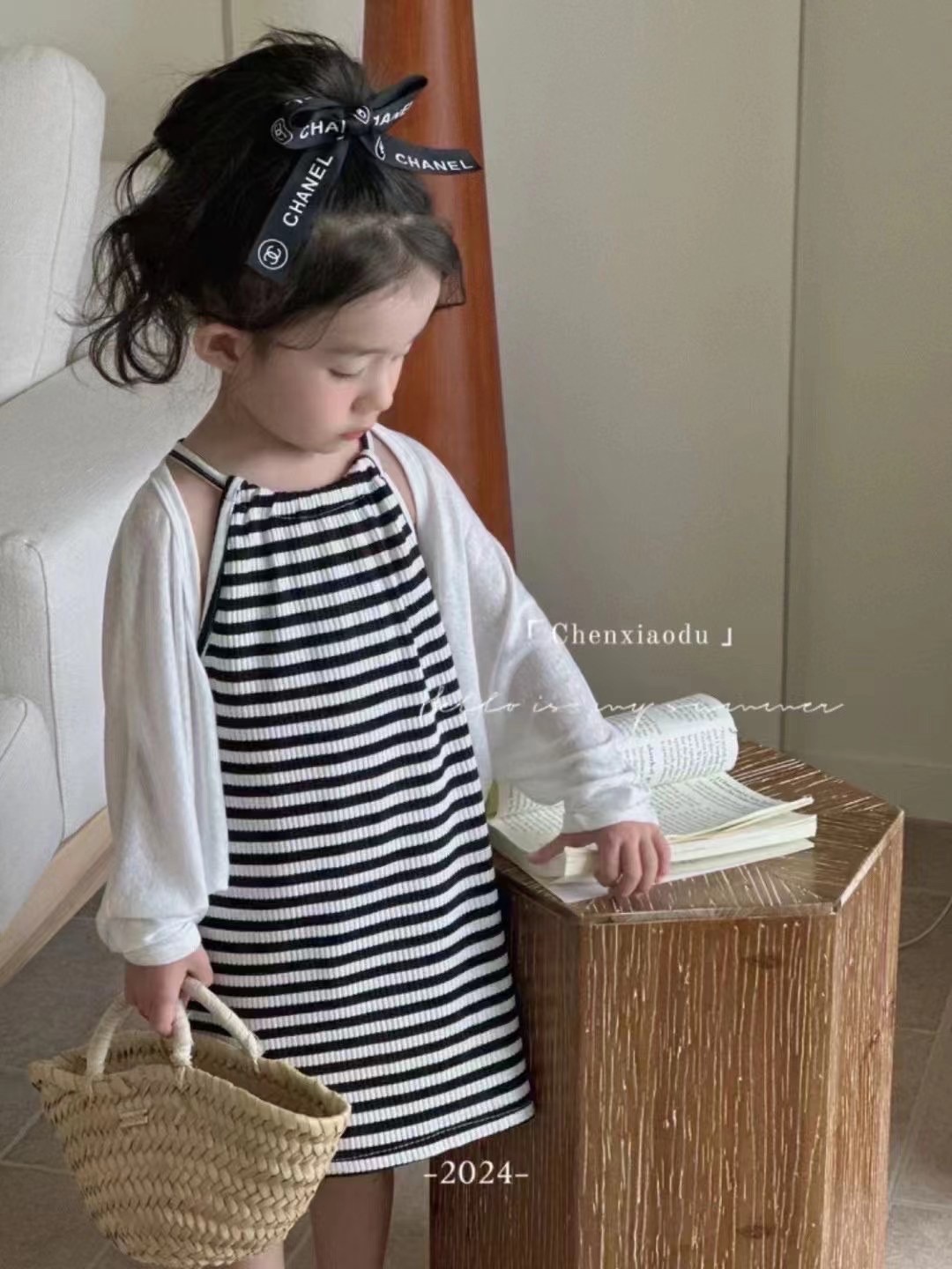 條紋連身裙套裝