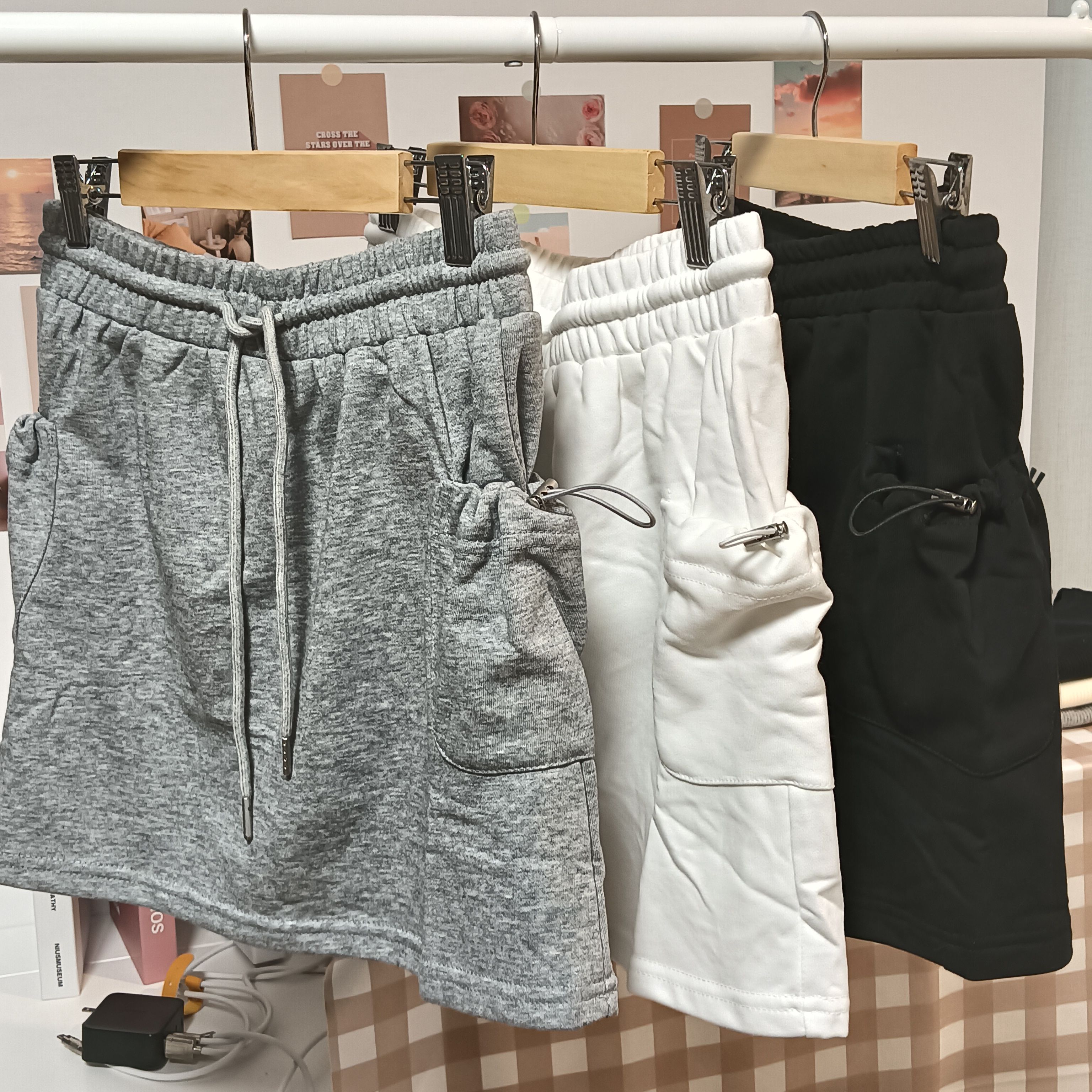 【特殺↘️夏季出清】【現貨】正韓 水洗棉工裝裙 短裙 裙子 褲裙 安全褲 抽繩 綁帶 彈性 口袋 工裝風 素色