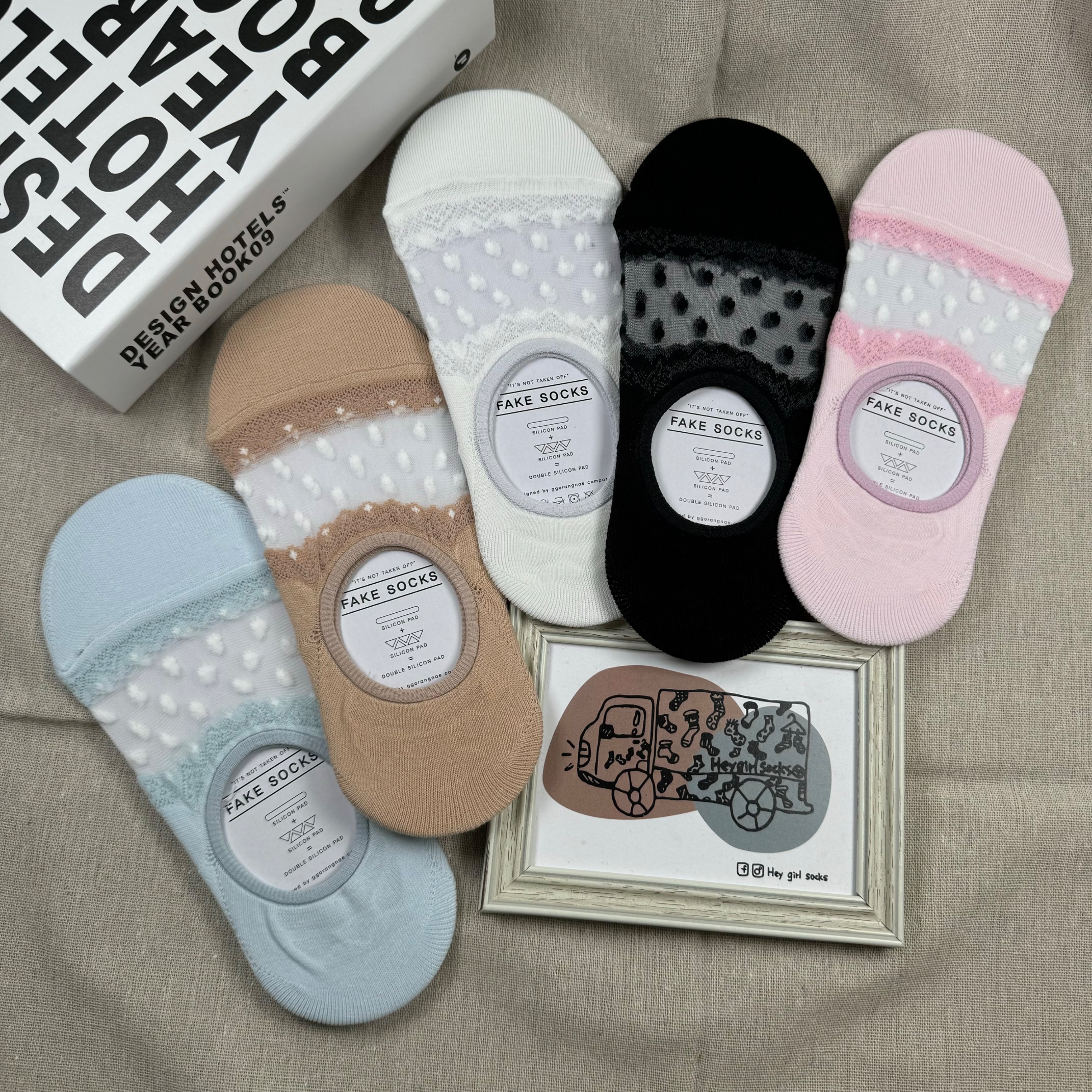 點點透紗隱形襪 後跟矽膠止滑 韓國襪子 韓襪 Heygirlsocks襪子車
