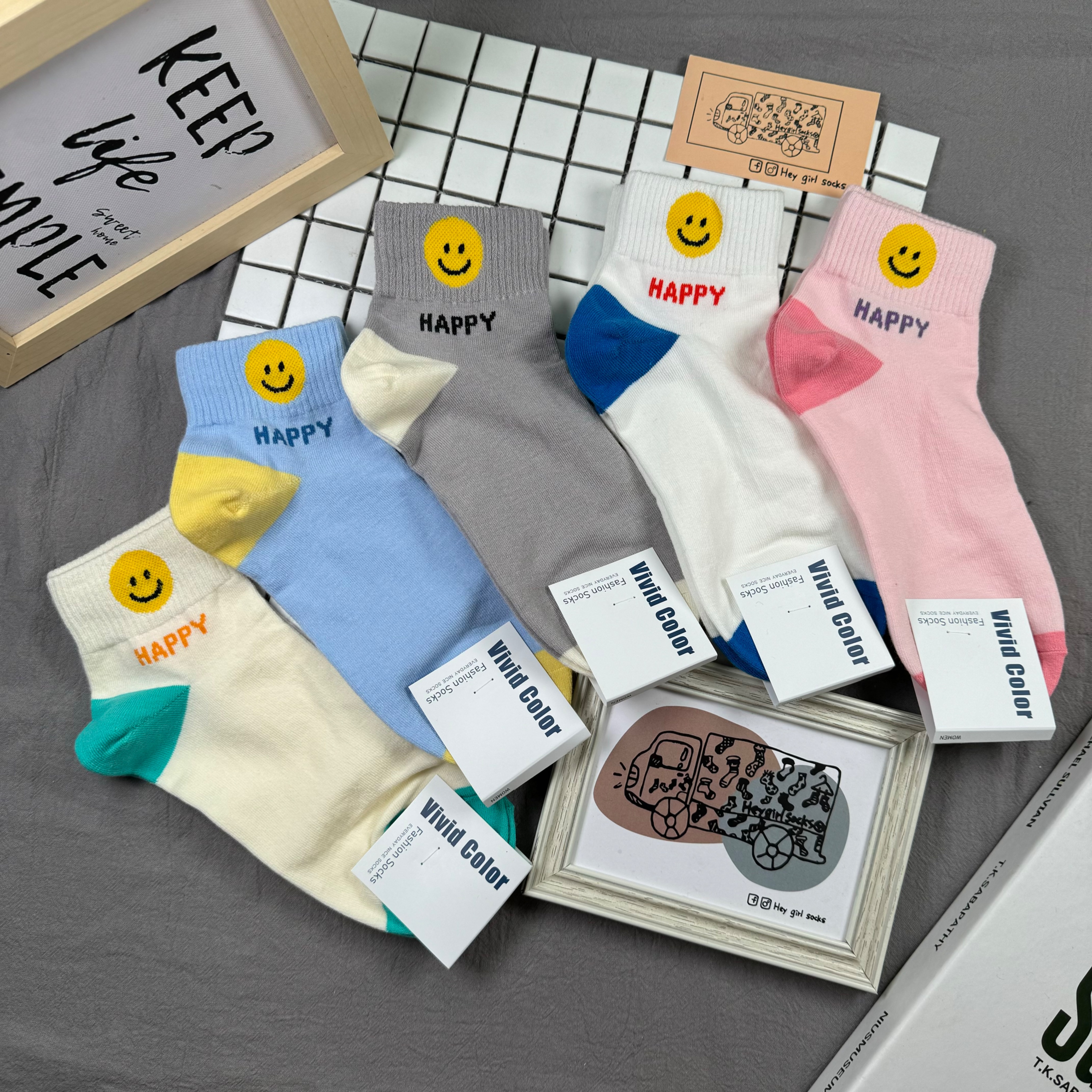 微笑短襪 smile 韓國襪子 襪子 韓襪 短襪 踝襪 Heygirlsocks襪子車