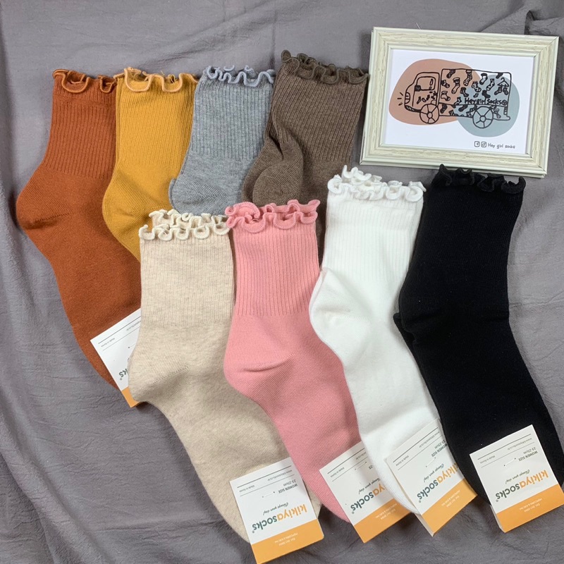 木耳邊素色襪子 捲捲襪 QQ邊 捲邊襪子 素色襪子 韓國襪子 韓襪 中壢 襪子車 Heygirlsocks襪子車