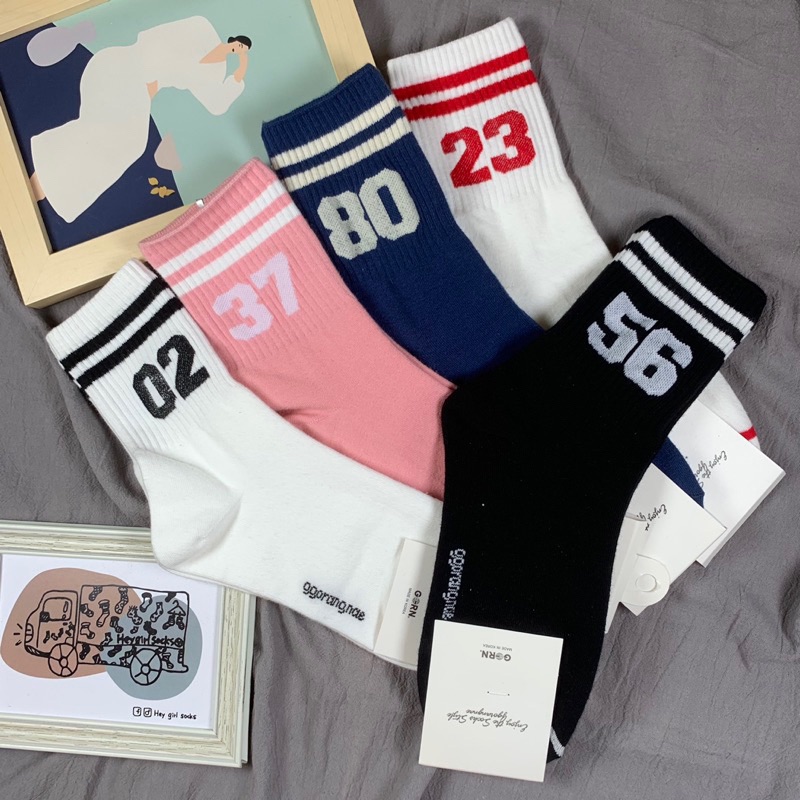 數字運動風襪子 線條襪子 韓國襪子 韓襪 長襪 運動風襪子 中壢 socks Sox 昂 Heygirlsocks襪子