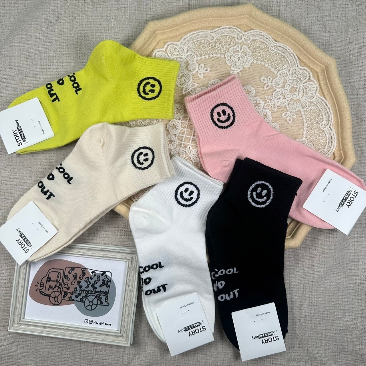 微笑 踝襪 smile短襪 韓國襪子 韓襪 襪子 襪襪 Heygirlsocks襪子車