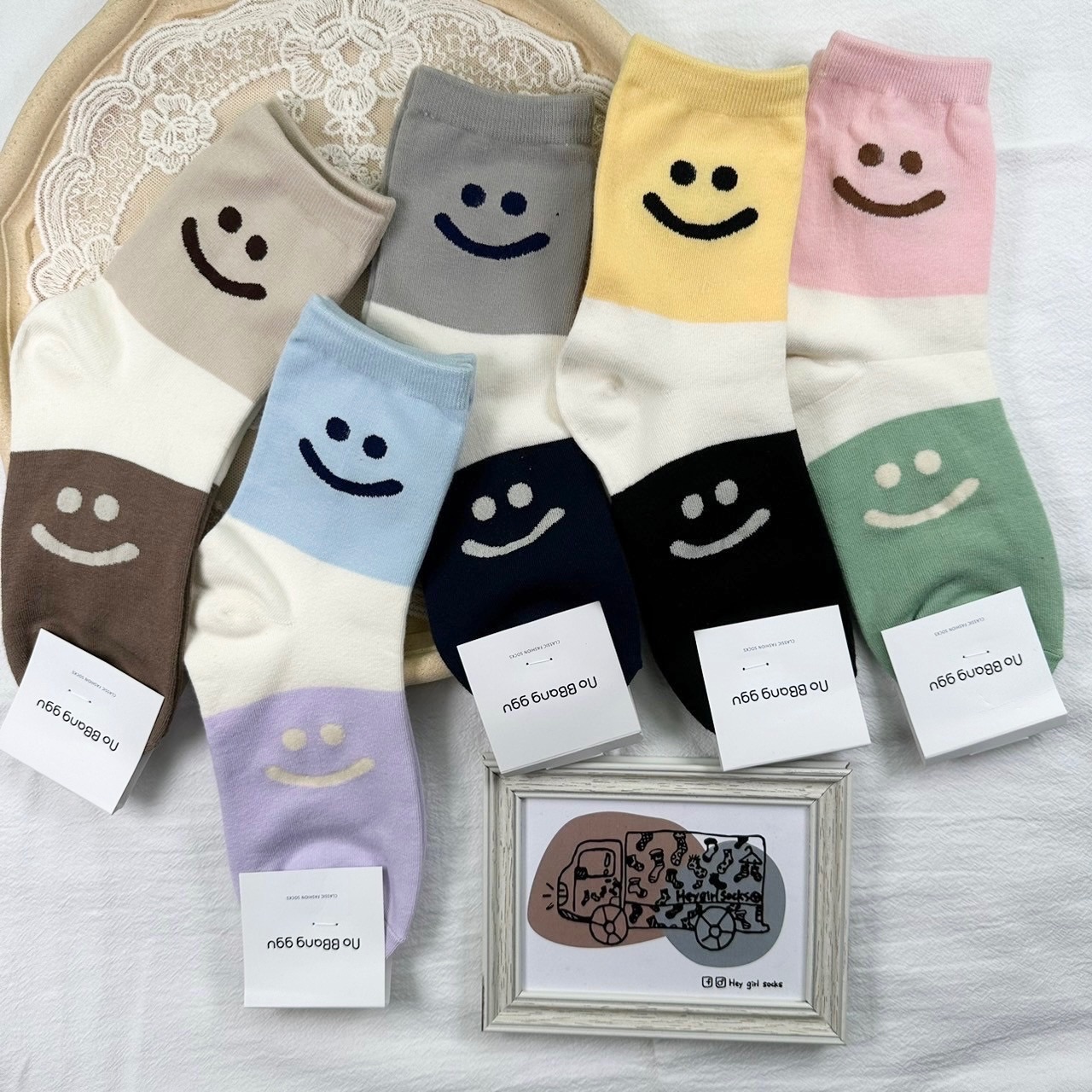 微笑長襪 笑臉長襪 smile sock 韓國襪子 韓襪 襪子 中壢 襪子車 襪襪 Heygirlsocks襪子車