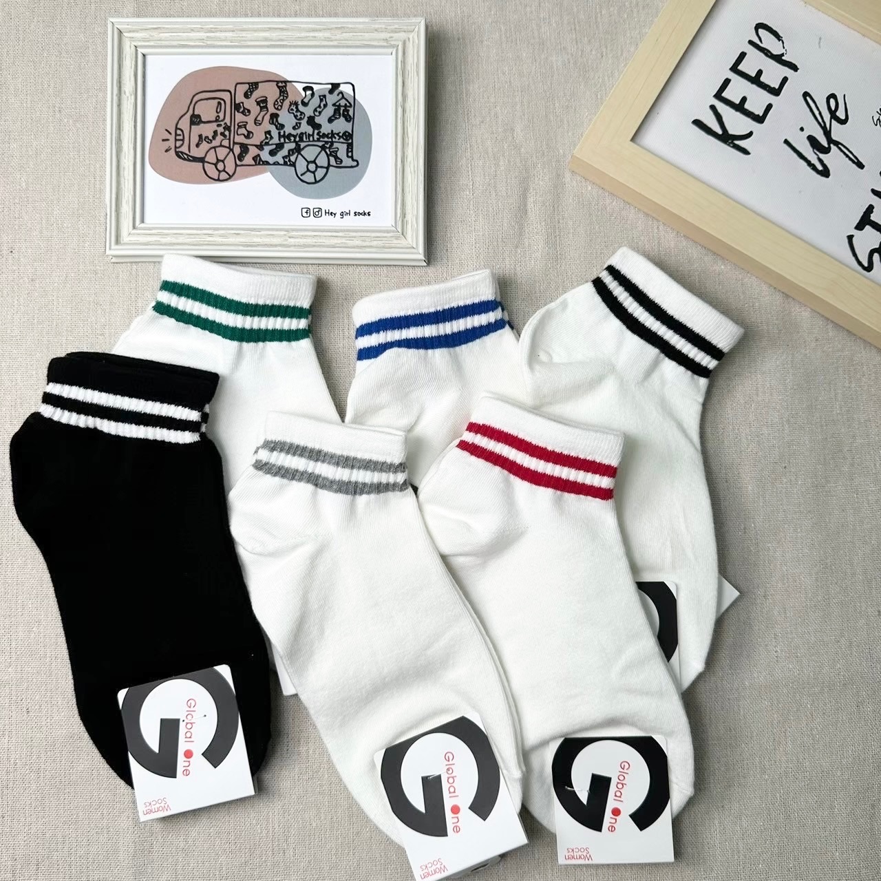 線條踝襪 短襪 襪子 韓國襪子 襪子 短襪 襪 韓襪 襪車 中壢 襪襪socks Heygirlsocks襪子車