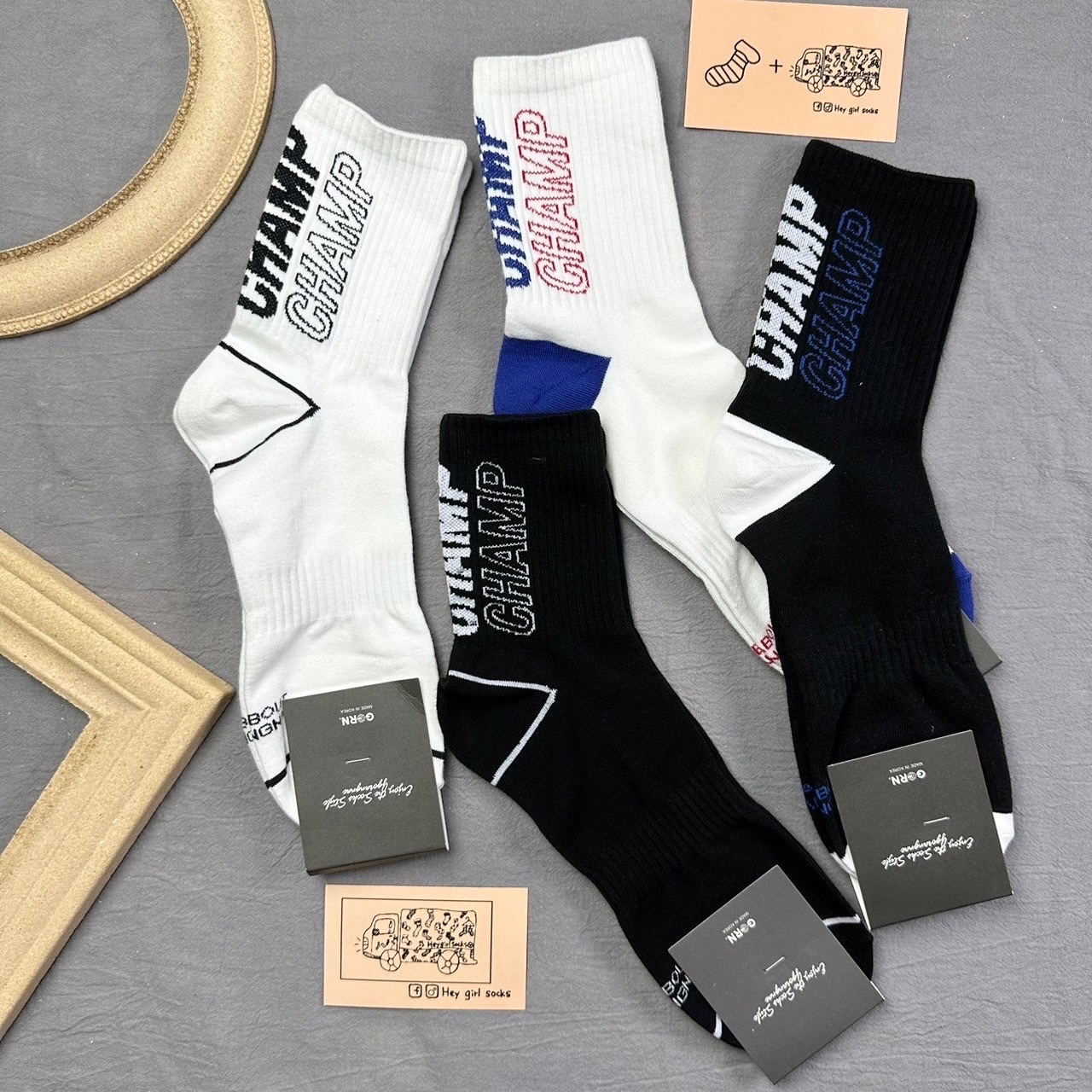 Champ 加大字母襪子 韓國襪子 韓襪 男襪 襪子 韓襪 襪子車 襪襪 襪子 中壢  Heugirlsocksㄨㄚㄗ˙