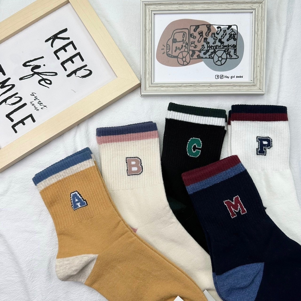 字母拼色長襪 韓國襪子 韓襪 長襪 襪子 韓貨 襪子車 中壢 襪子 Heygirlsocks 襪子車