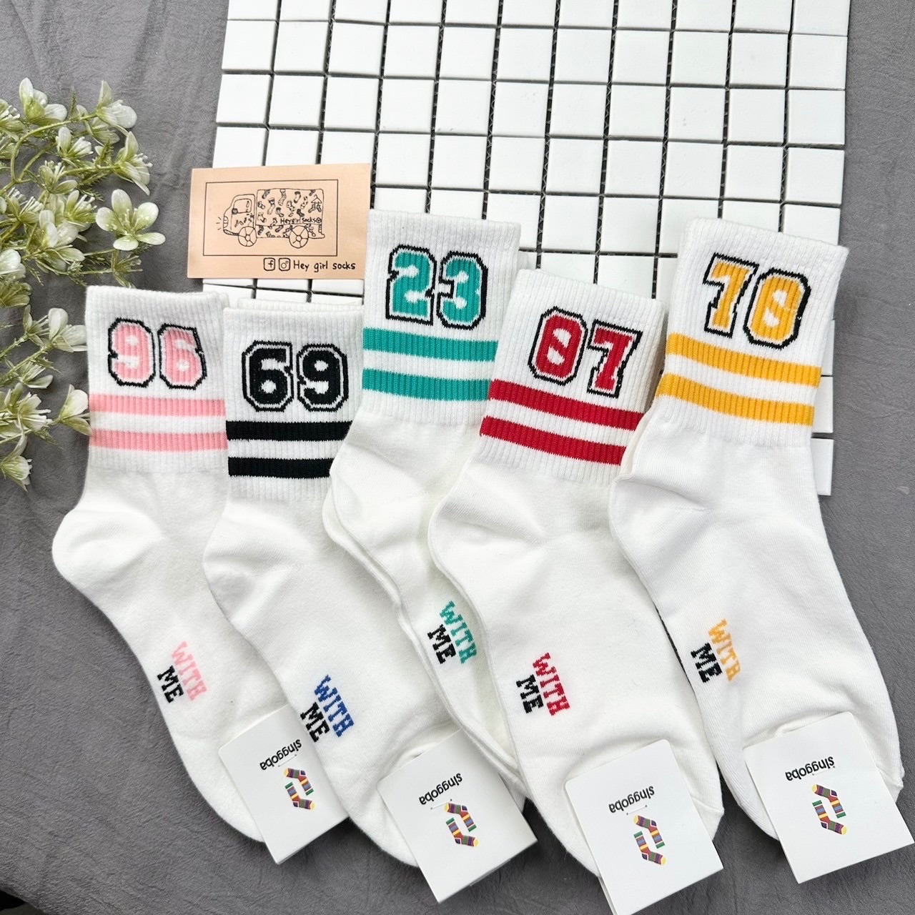 數字運動風長襪 韓襪 長襪 韓國襪子 襪子車 中壢 socks襪子 襪襪 Heugirlsocks 襪子車