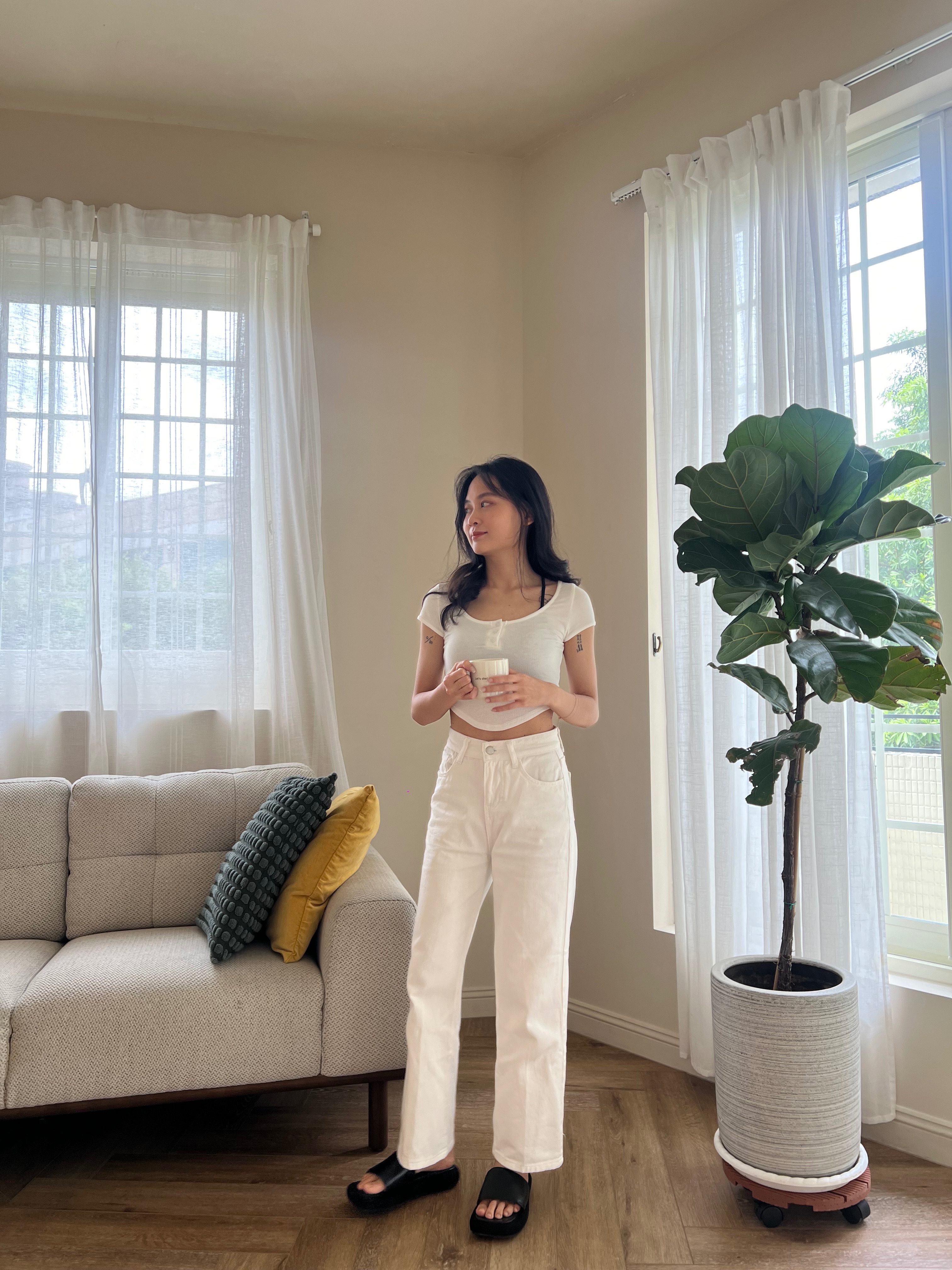 包色處理➰彈力加分修身顯瘦排扣短袖