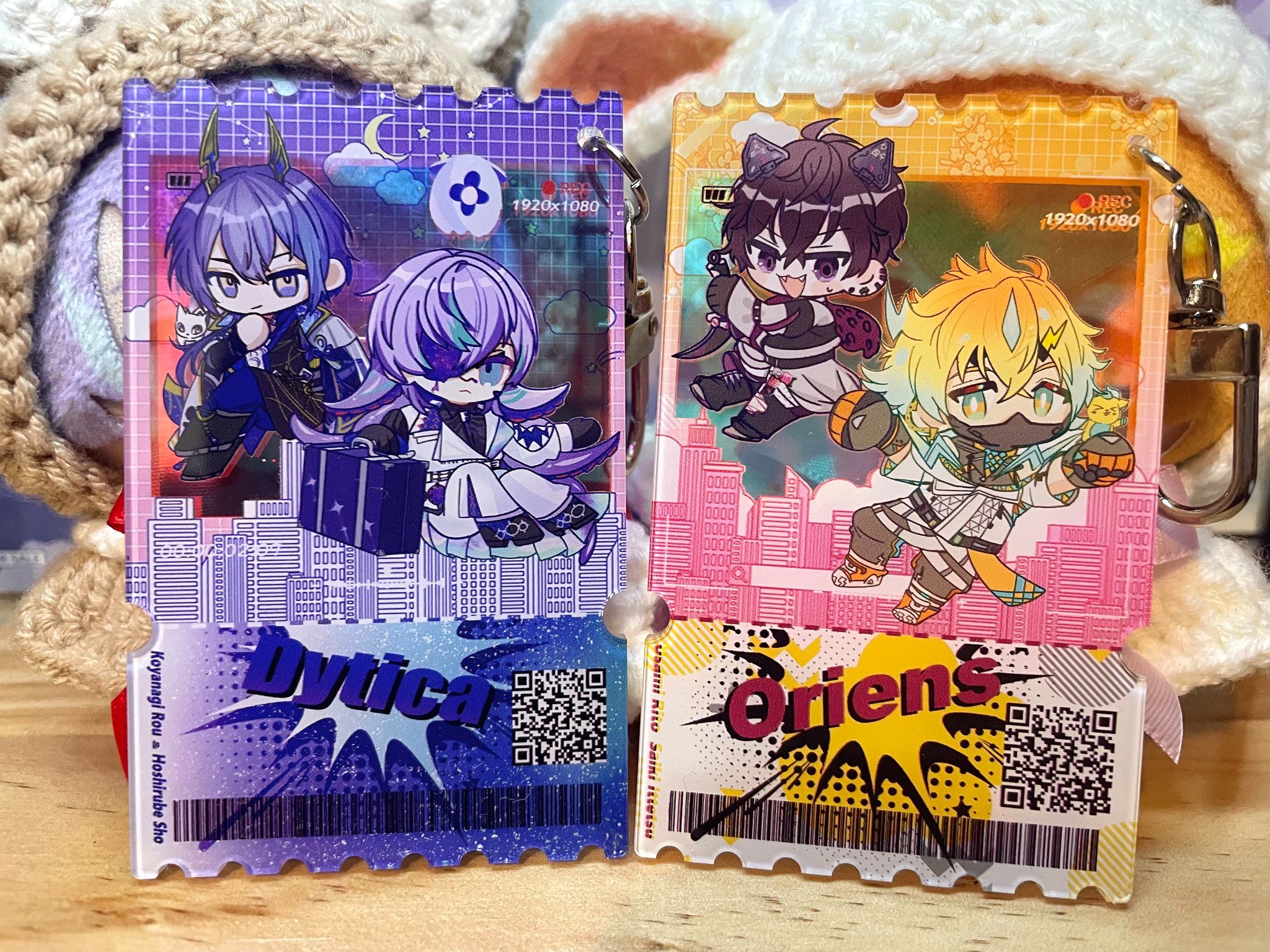 【彩虹社】小柳＆星導﹑宇佐美＆佐伯彩虹膜票根吊飾