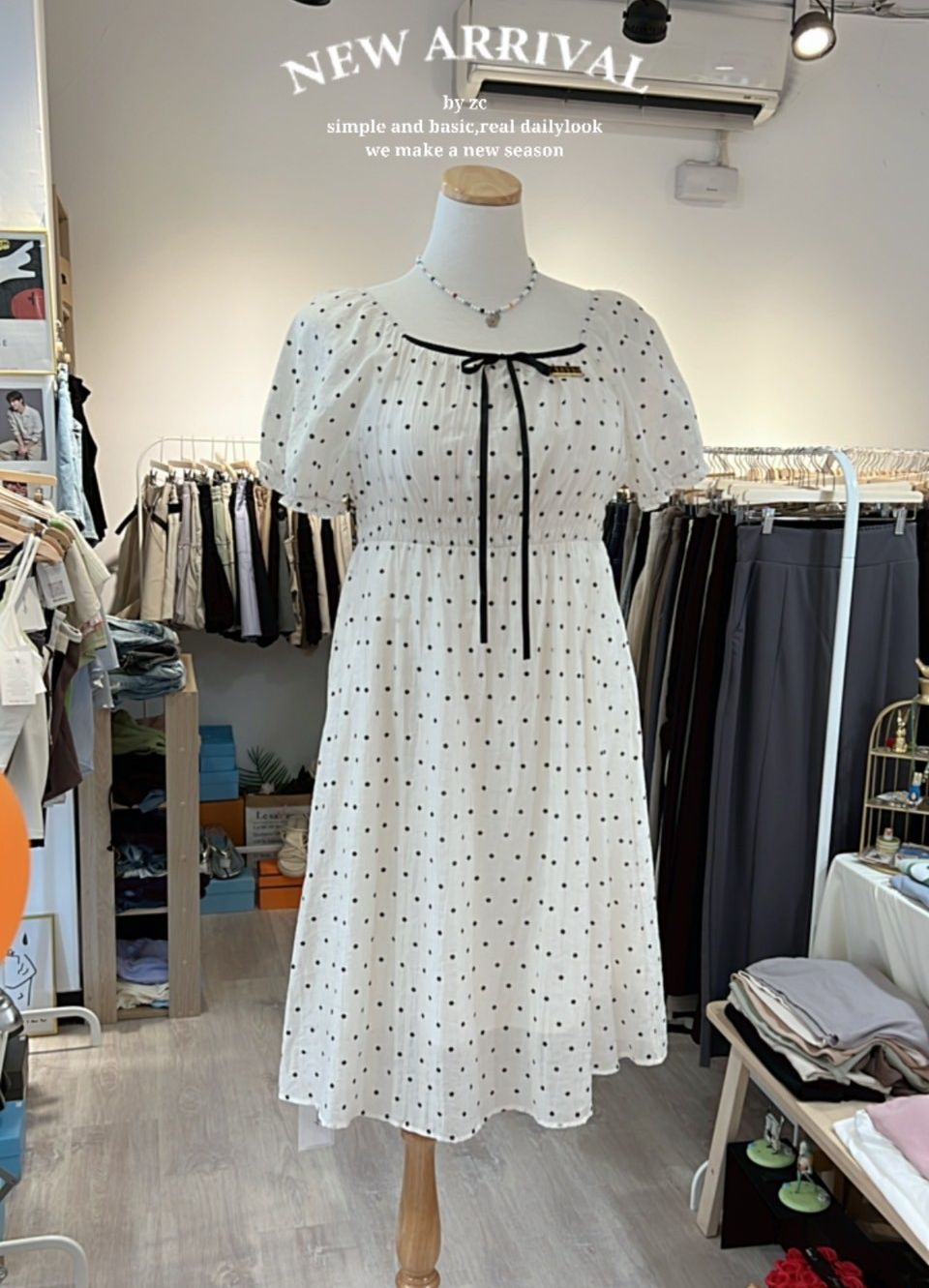 ♥赫本風點點蝴蝶結連身裙洋裝長裙♥原價899