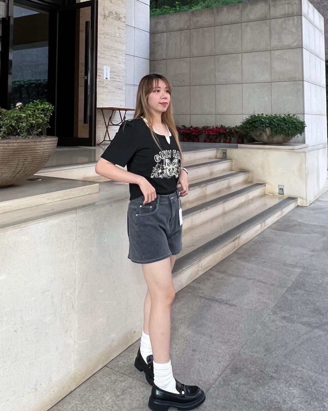 ♥彈力口袋線條牛仔短褲♥原價650