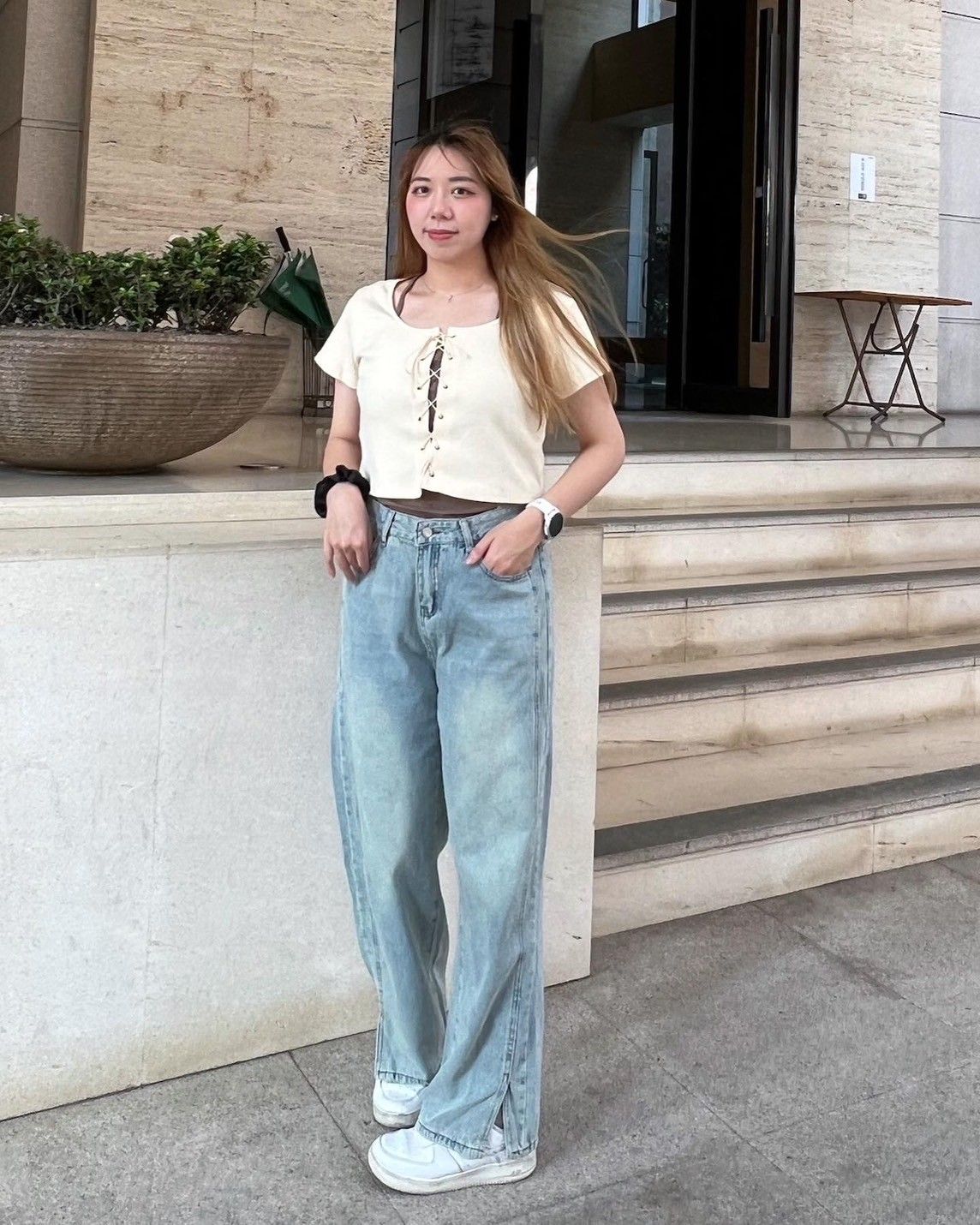 ♥復古刷色綠標旁開衩直筒牛仔褲♥原價790