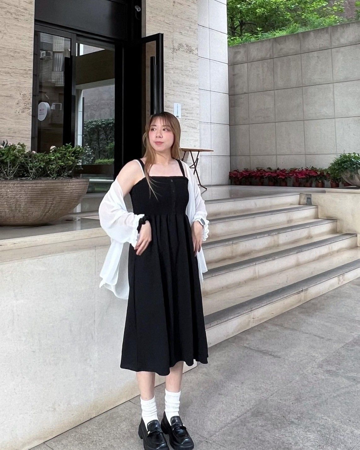 ♥1+1黑色吊帶長裙+網紗外罩♥原價799