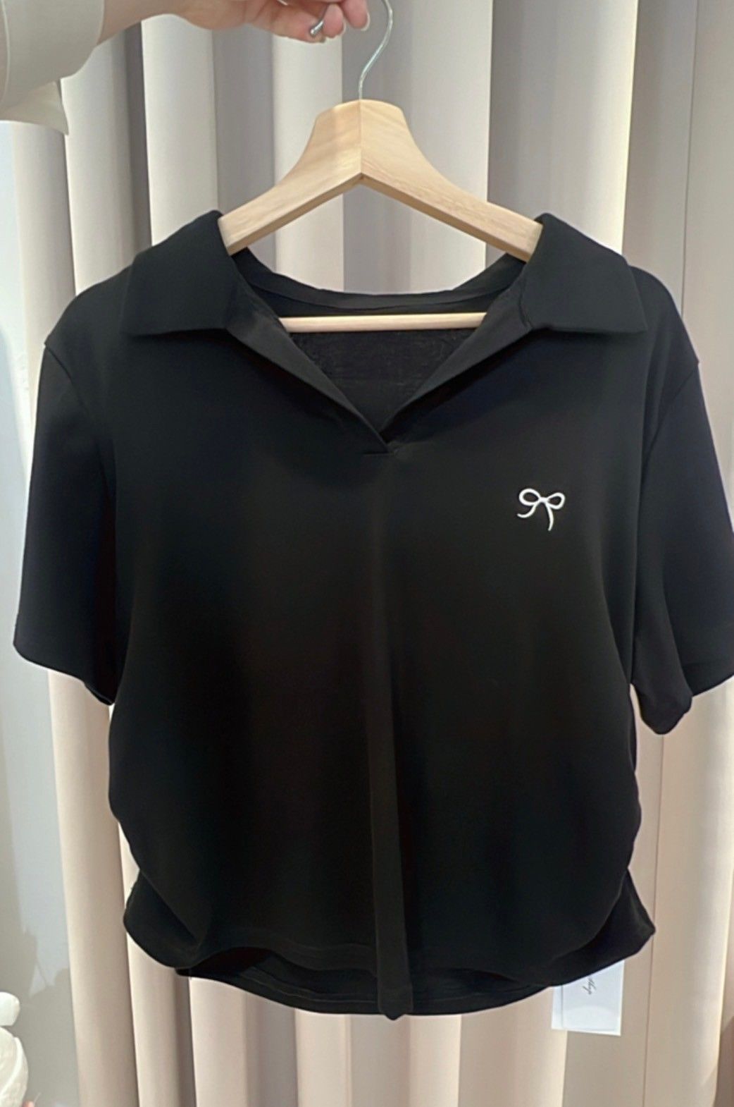 ♥蝴蝶結POLO領側抓皺上衣♥原價590