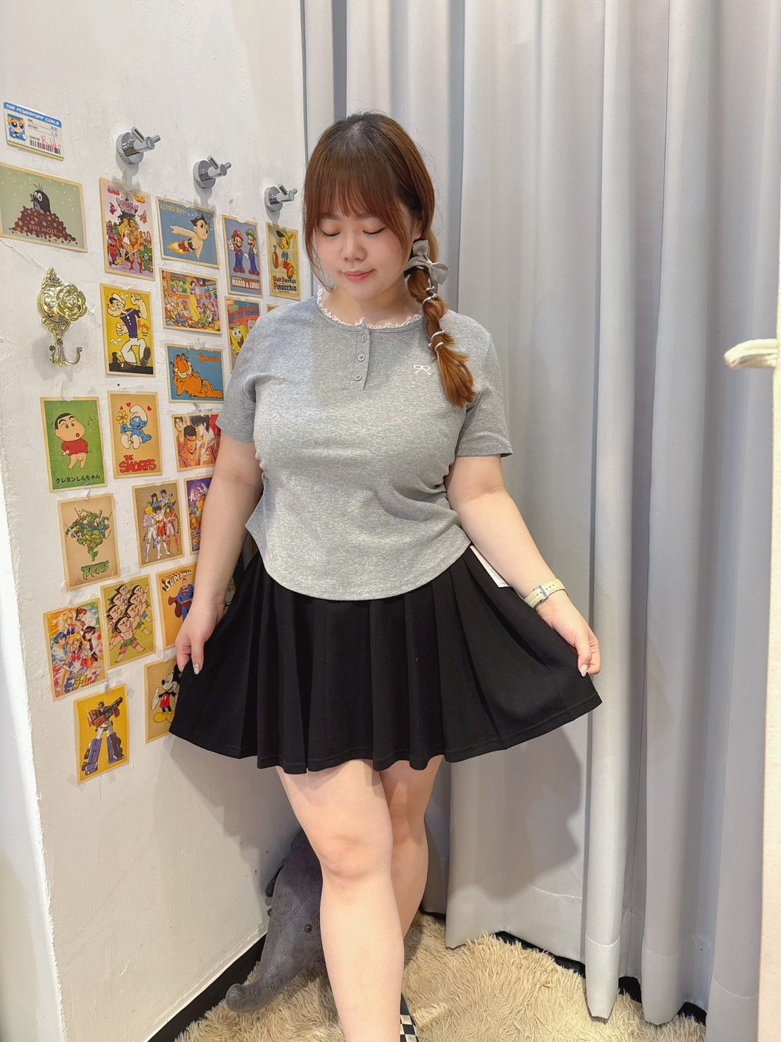 ♥假兩件蕾絲抓皺修身上衣♥原價599