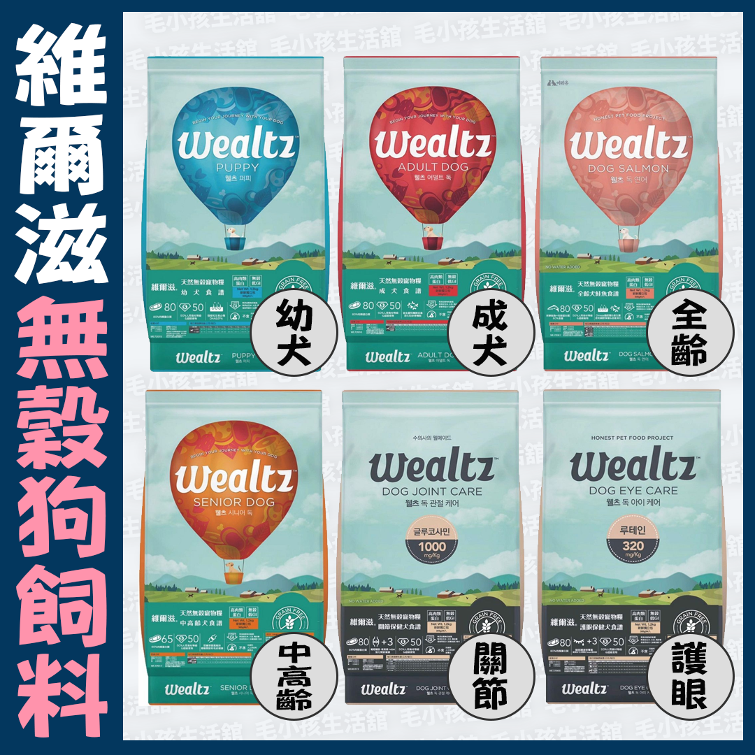 贈送2合1簡約寵物提籃 Wealtz 維爾滋 2.1KG 無穀狗飼料 幼犬 成犬 中高齡 全齡犬鮭魚 護眼保健 關節保健