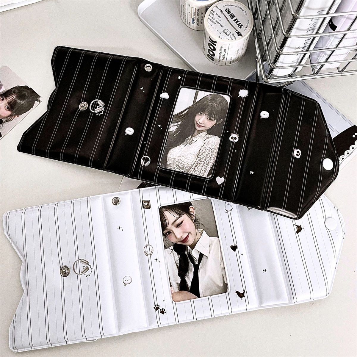 韓系條紋emoji單格卡冊 一宮格卡冊 32卡位 納次元 卡包