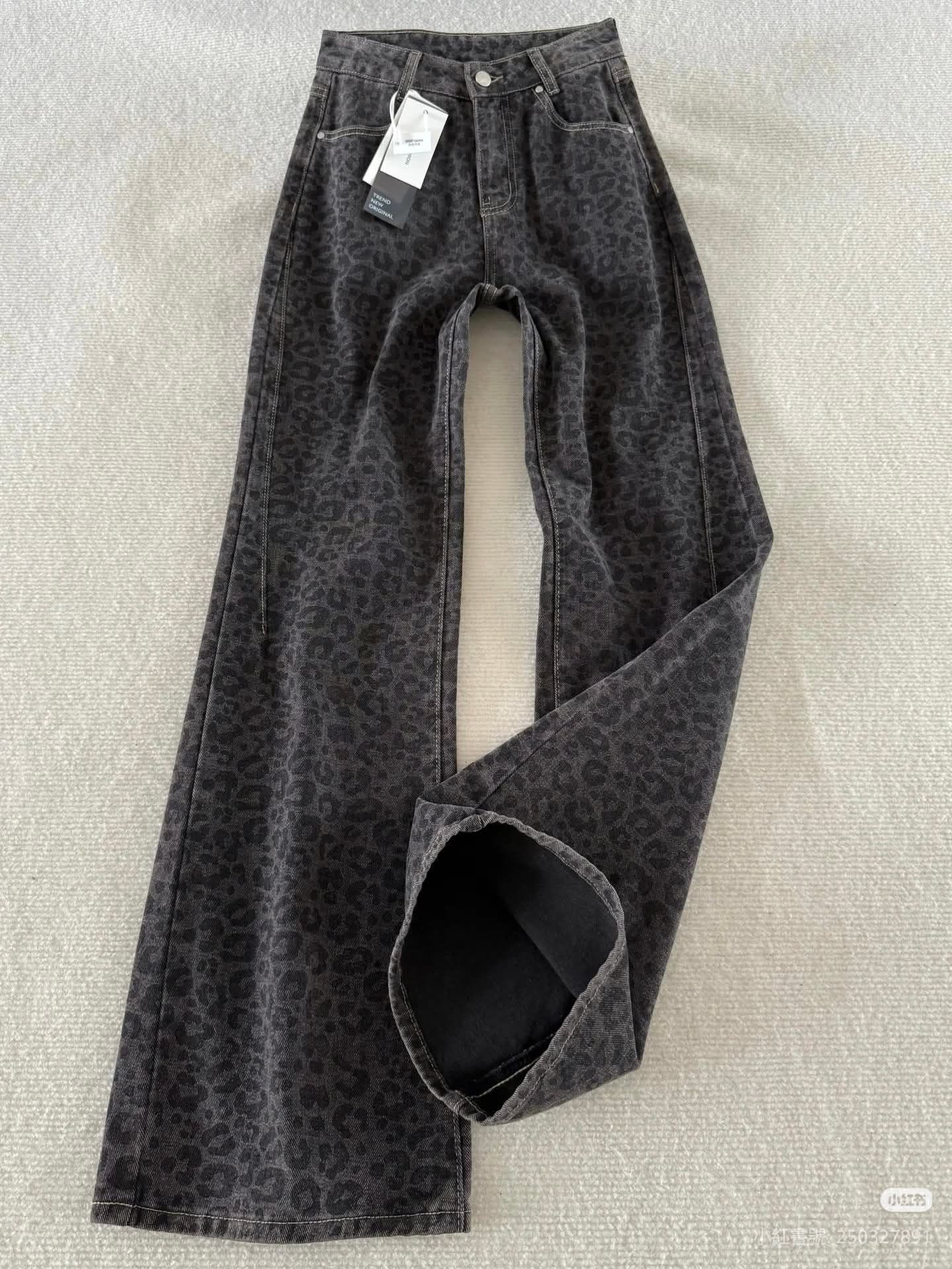 現貨-黑豹紋牛仔褲