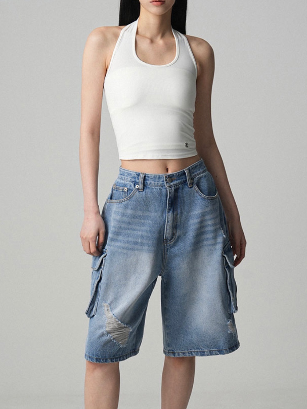 Avandress_Wide Cargo Half Denim Pants 5color（特價~8/4）