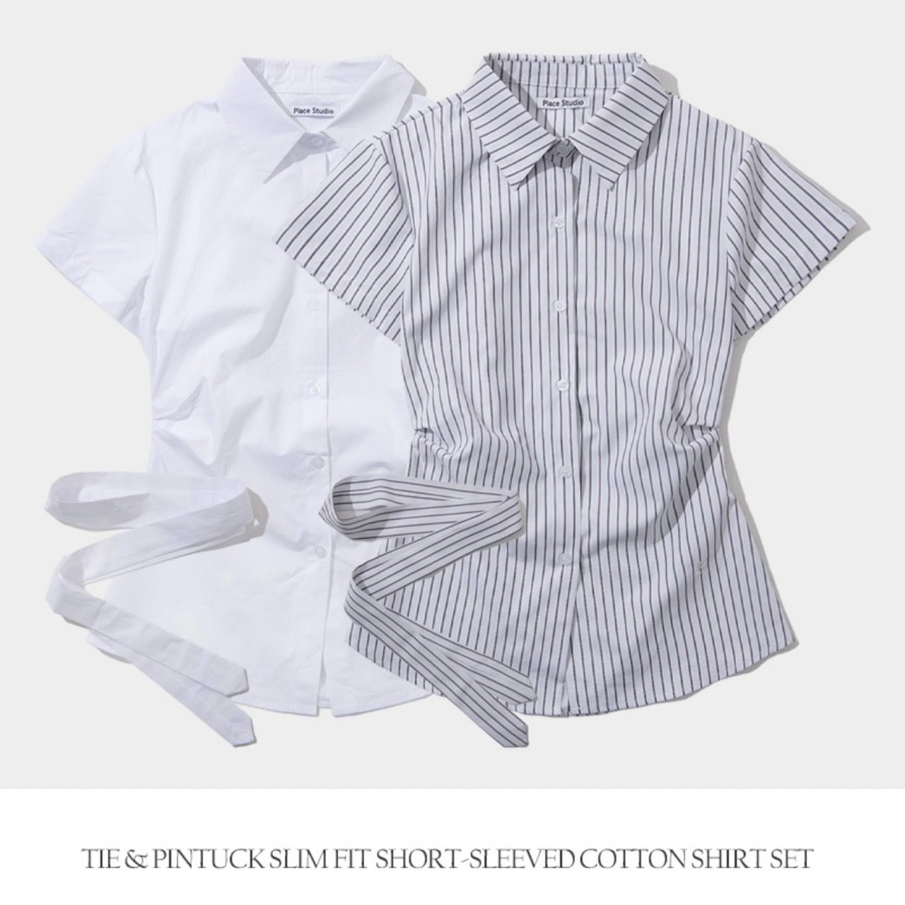 PLACE STUDIO_Slim Fit Short Sleeved Cotton Shirt （特價~8/4）