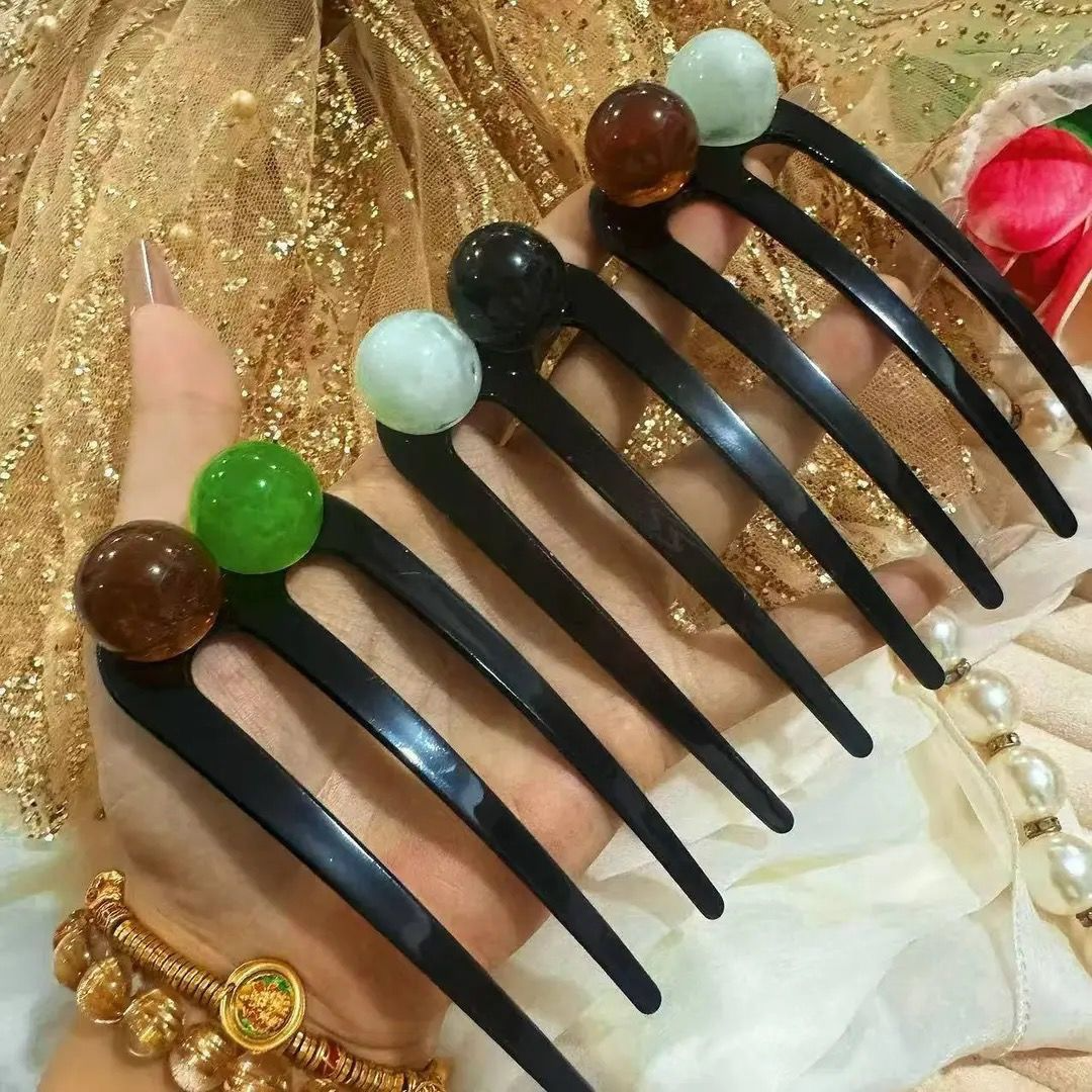 ✨💎 氣質女神必備髮飾！💎✨簡約而不簡單的珠珠三齒髮簪
