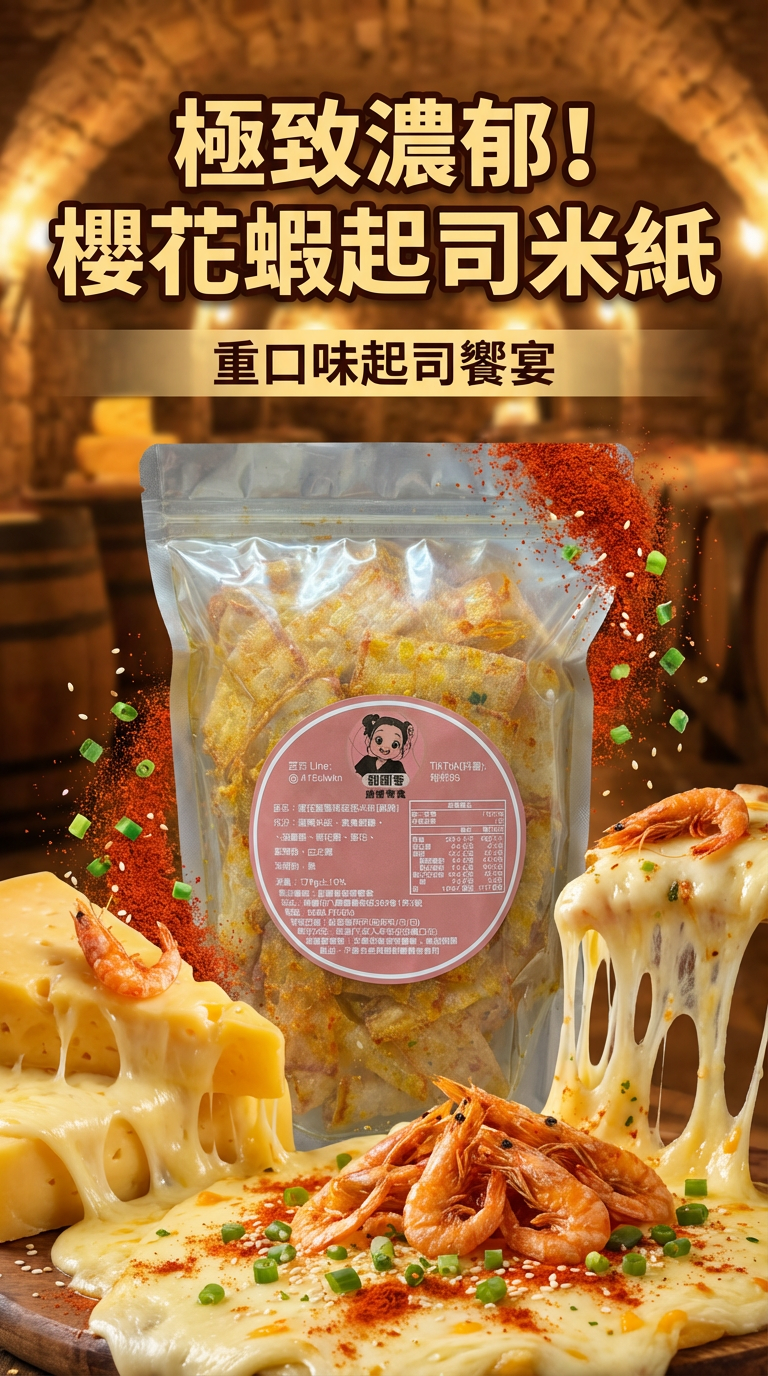 櫻花蝦蔥味起司米紙（微辣）A6