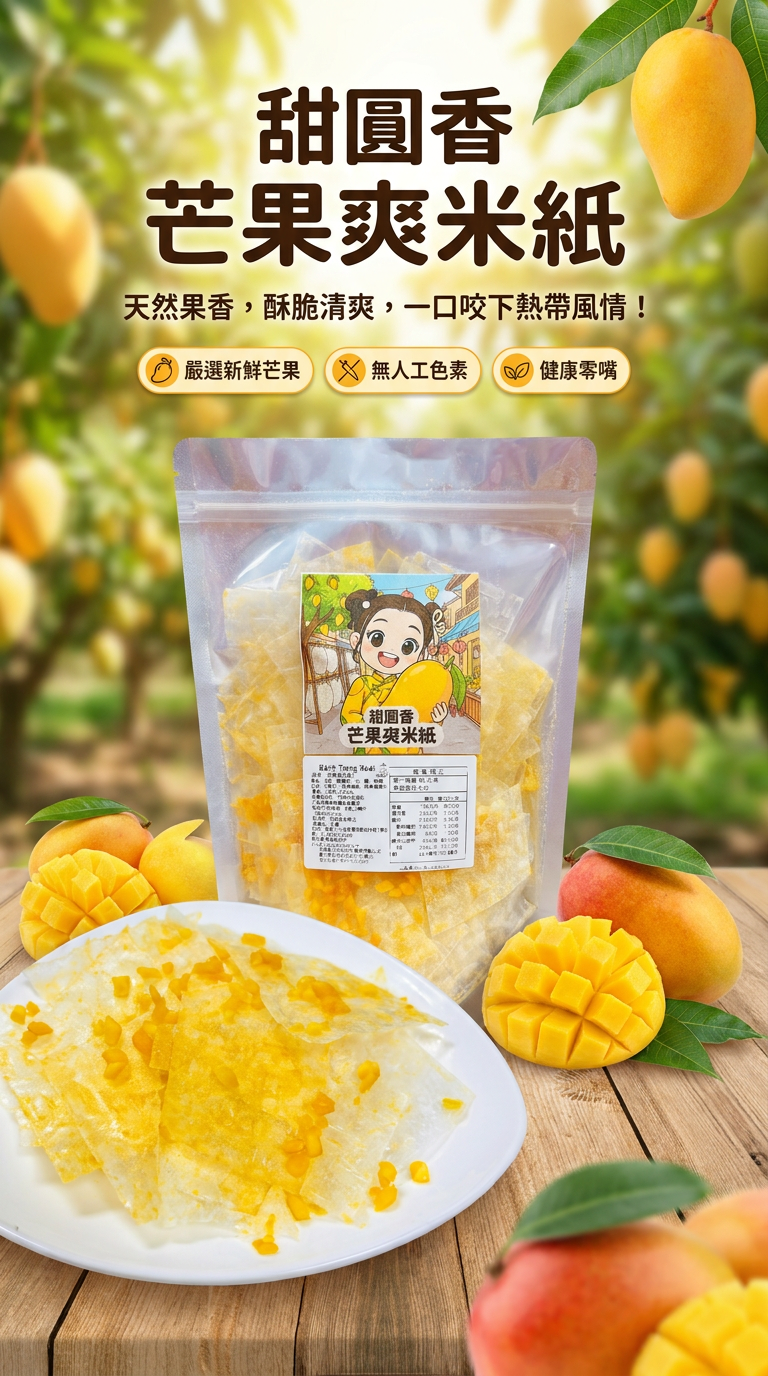 【現貨】【越南零食】【米紙】【甜圓香】【桃桃95】【24小時出貨】芒果爽米紙A18