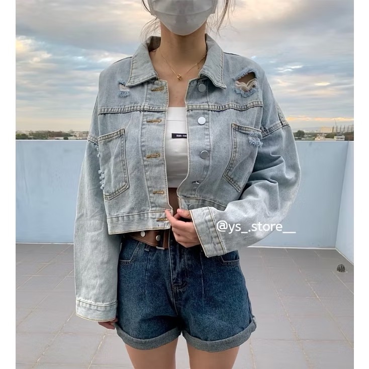 韓版刷破牛仔外套