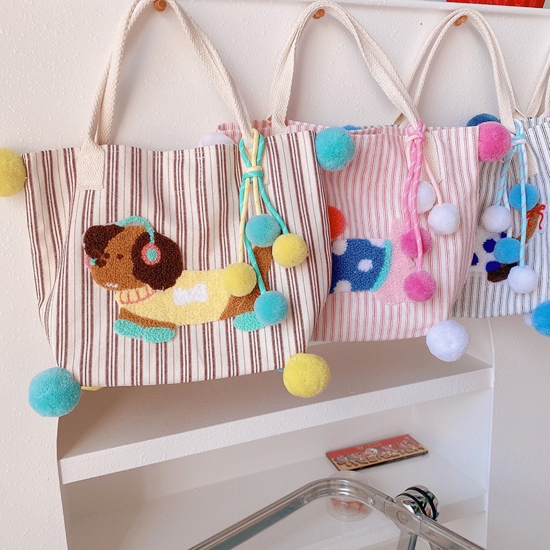 臘腸狗球球帆布包