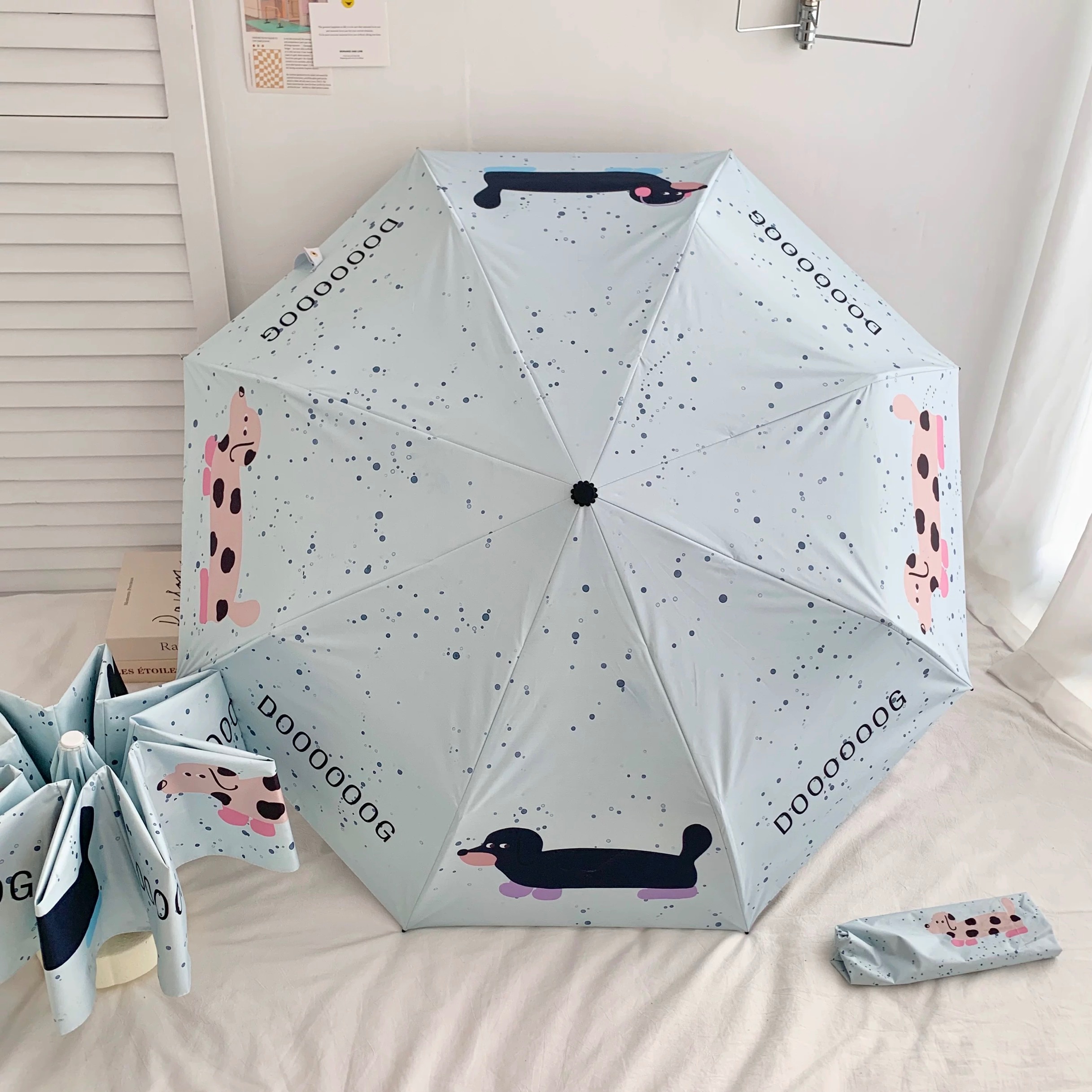 臘腸狗勾黑膠雨傘（自動）