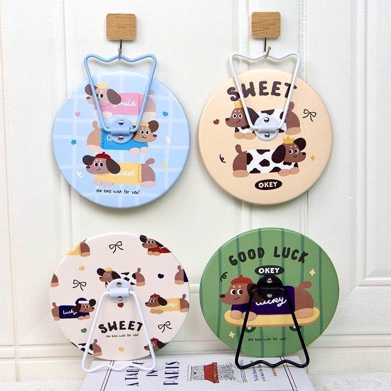 臘腸小狗圓圓折疊桌面鏡