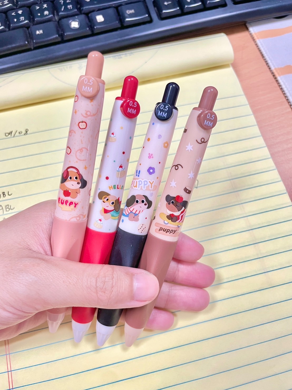 軟Q臘腸狗按壓原子筆組（4入）