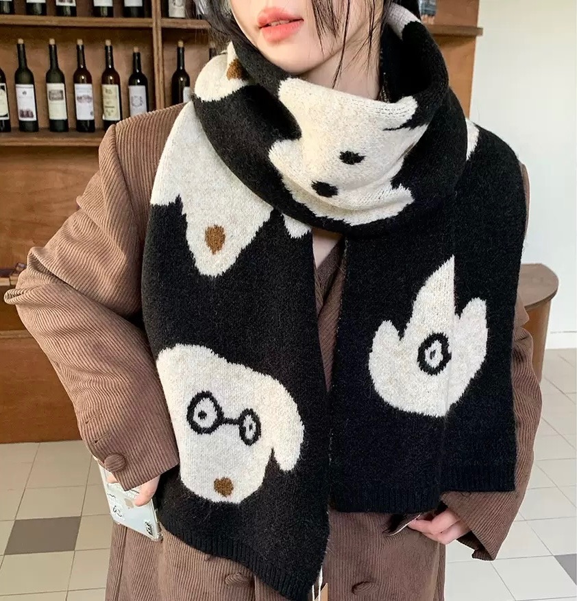 可愛臘腸狗狗頭圍巾