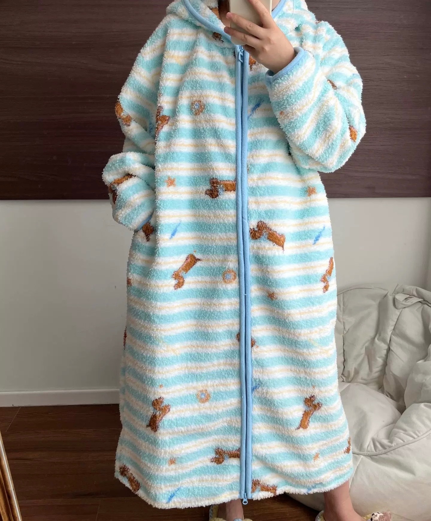 可愛臘腸狗棉被睡袍