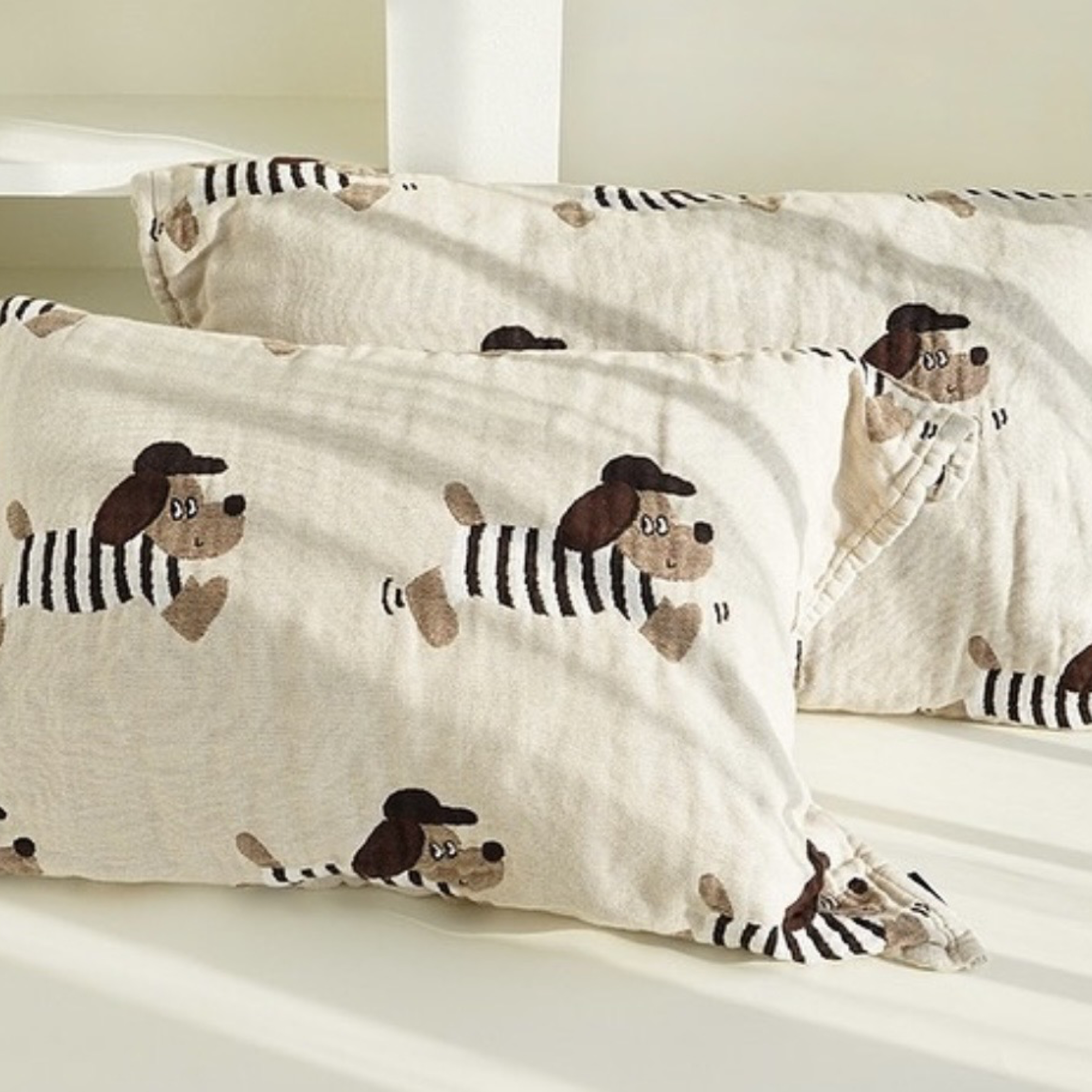 可愛臘腸狗枕巾