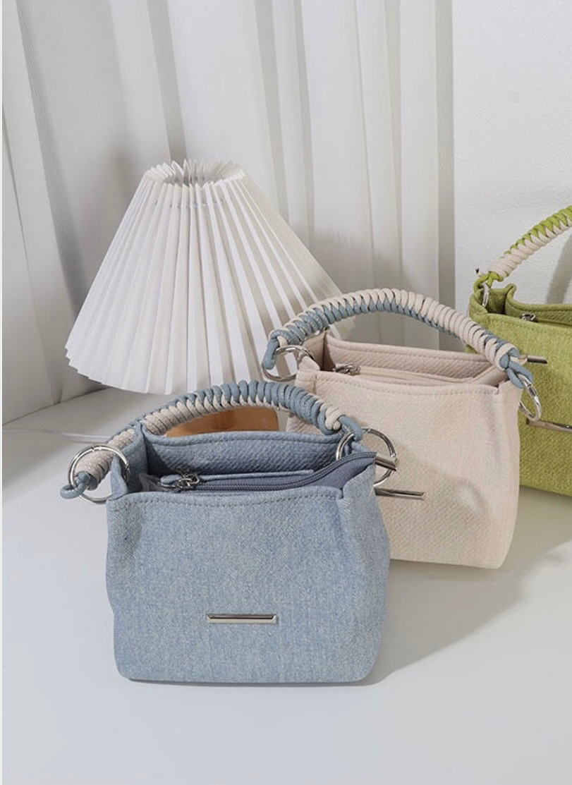 夏日清新款✨清新牛仔手提包✨/編織感手提/牛仔布料/附可斜背鏈條/夏日清爽/知性甜美/小包/個性風/手提包/肩背包
