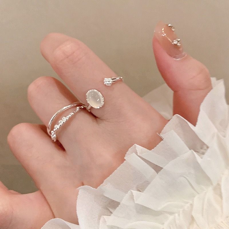 沈浸溫柔✨水沫玉純銀戒指組✨玉石戒指/純銀戒/可調式戒指/雙戒/s925飾品/玉石飾品/女生戒指/時尚飾品/飾品配件