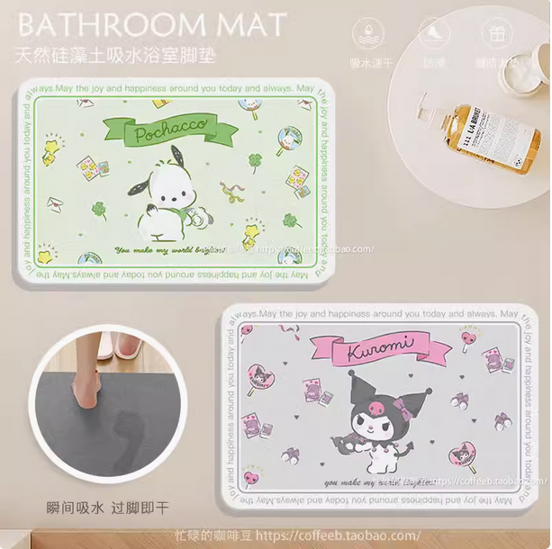 【預購】三麗鷗硅藻土長方形地墊/硅藻土地墊 hello kitty/庫洛米/美樂蒂/洗拿狗/帕恰狗/雙子星/布丁狗