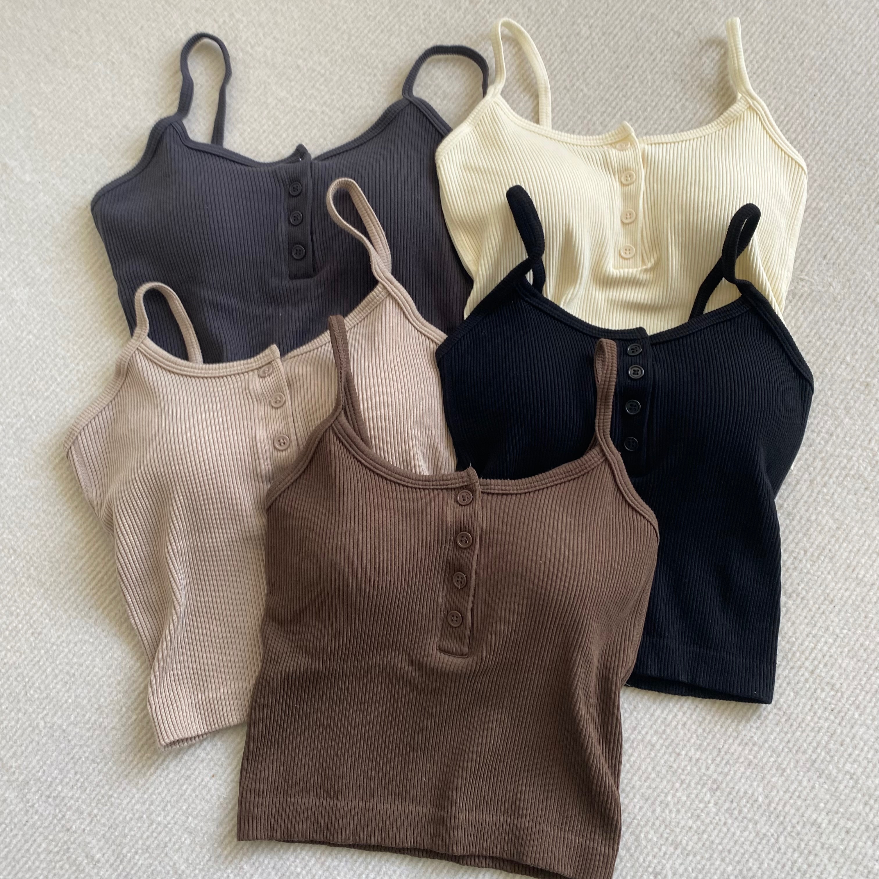 大奶小奶都收服！彈力軟QQ排釦坑條細肩背心bra top *5