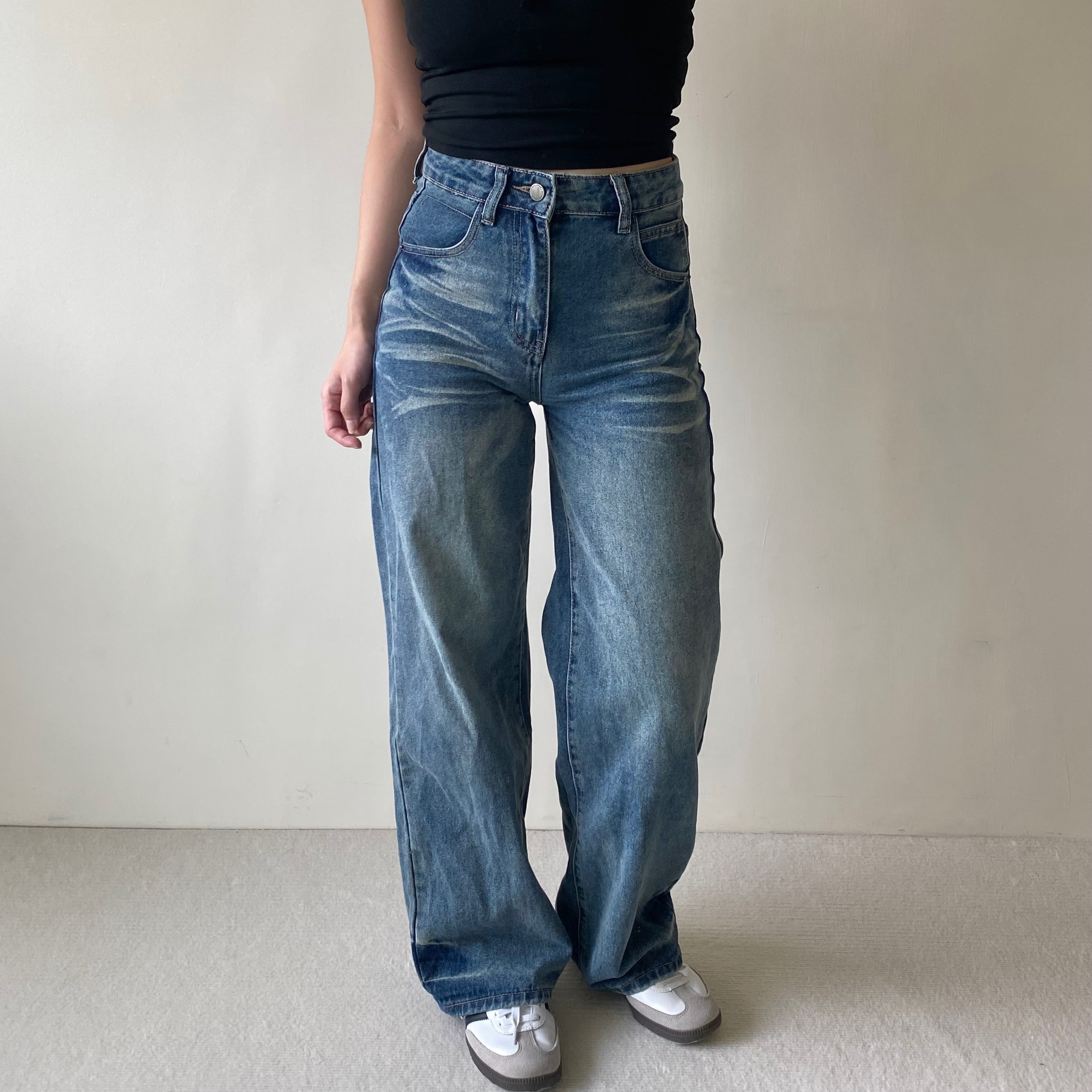 經典腿長修身落底直筒牛仔褲