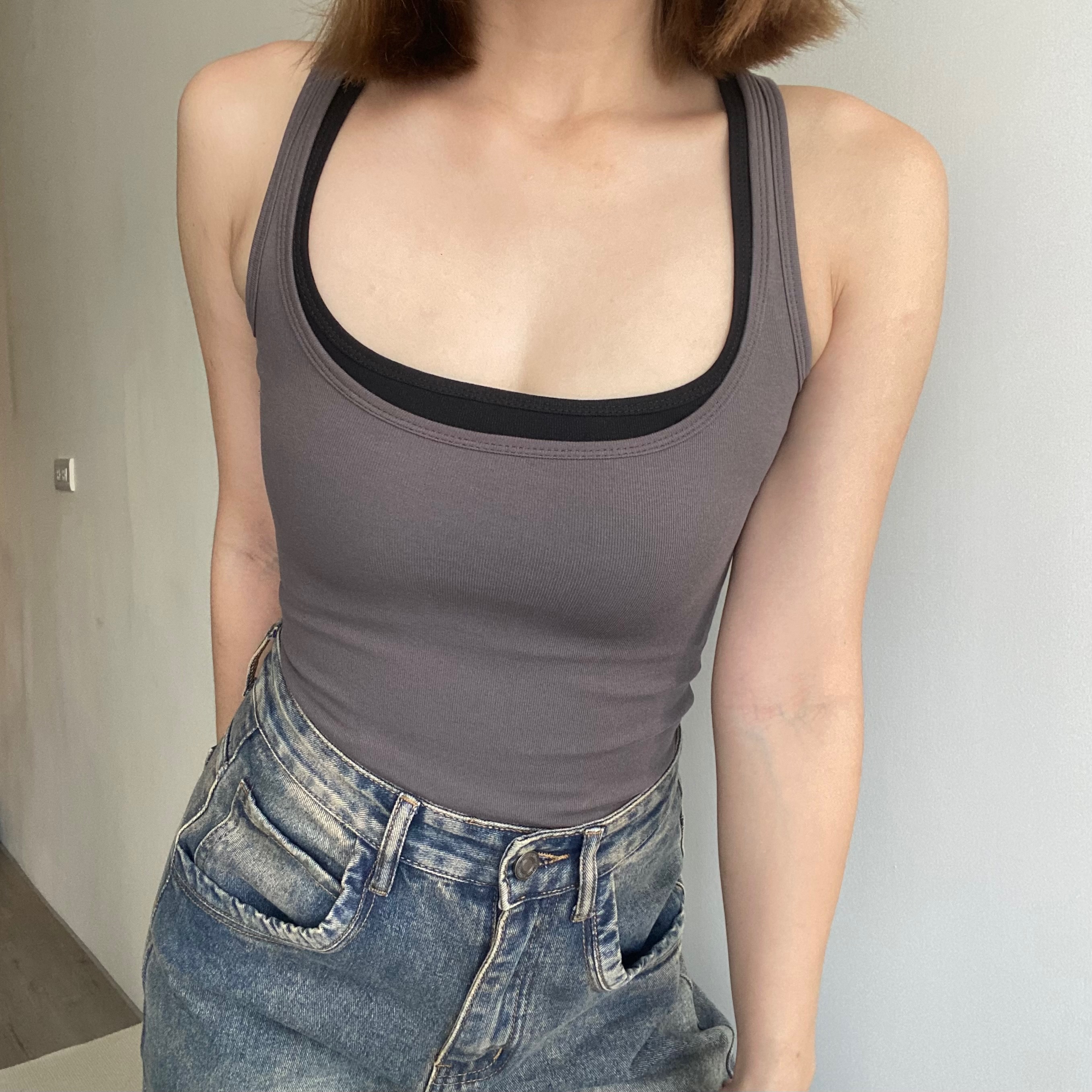 美式大方領彈力背心疊穿 S/M *3色