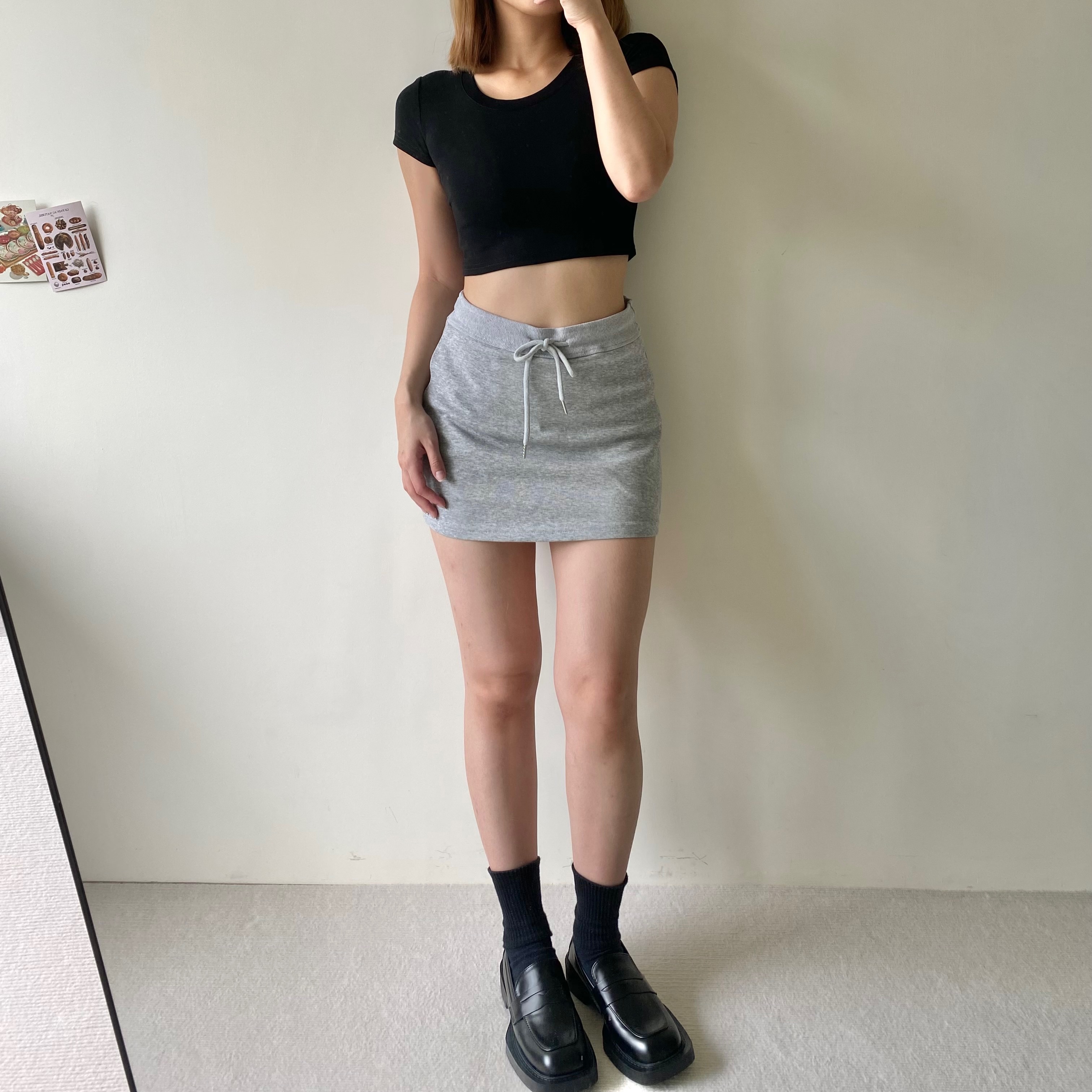休閒百搭棉質抽繩短褲裙 包臀褲裙